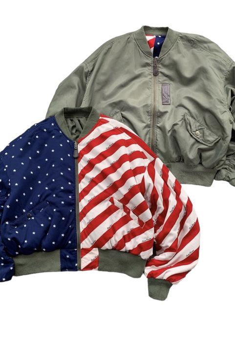 Vintage Vtg Reversible bomber MA 1 american flag Rodeo crown | Grailed