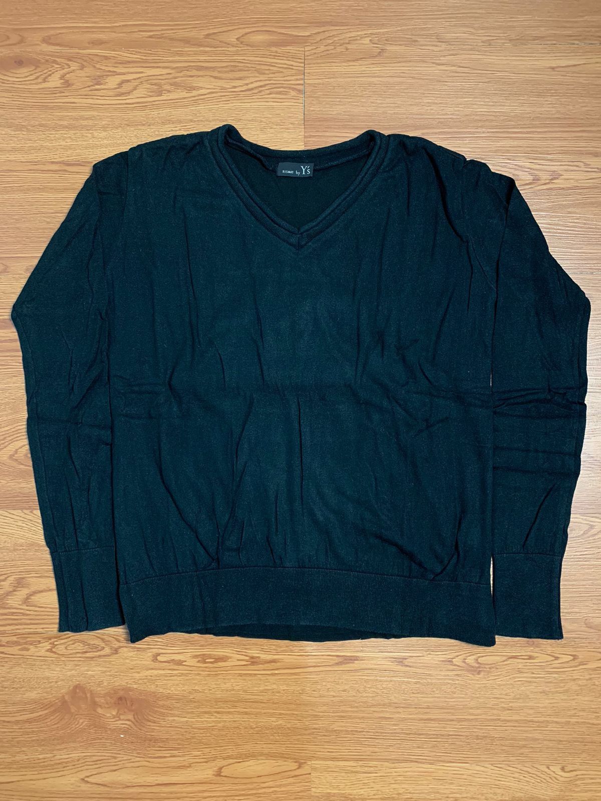 image of Rismat By Yohji Yamamoto Vneck Knit Two Layer Long sleeve in Black, Men's (Size Large)