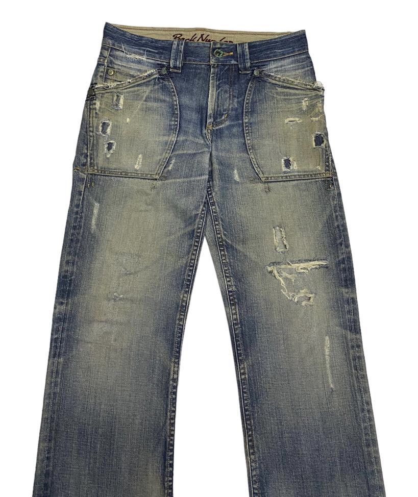 If Six Was Nine RIPPED🔥VINTAGE BACK NUMBER DISTRESSED DENIM BUSH JEANS Size US 32 / EU 48 - 3 Thumbnail