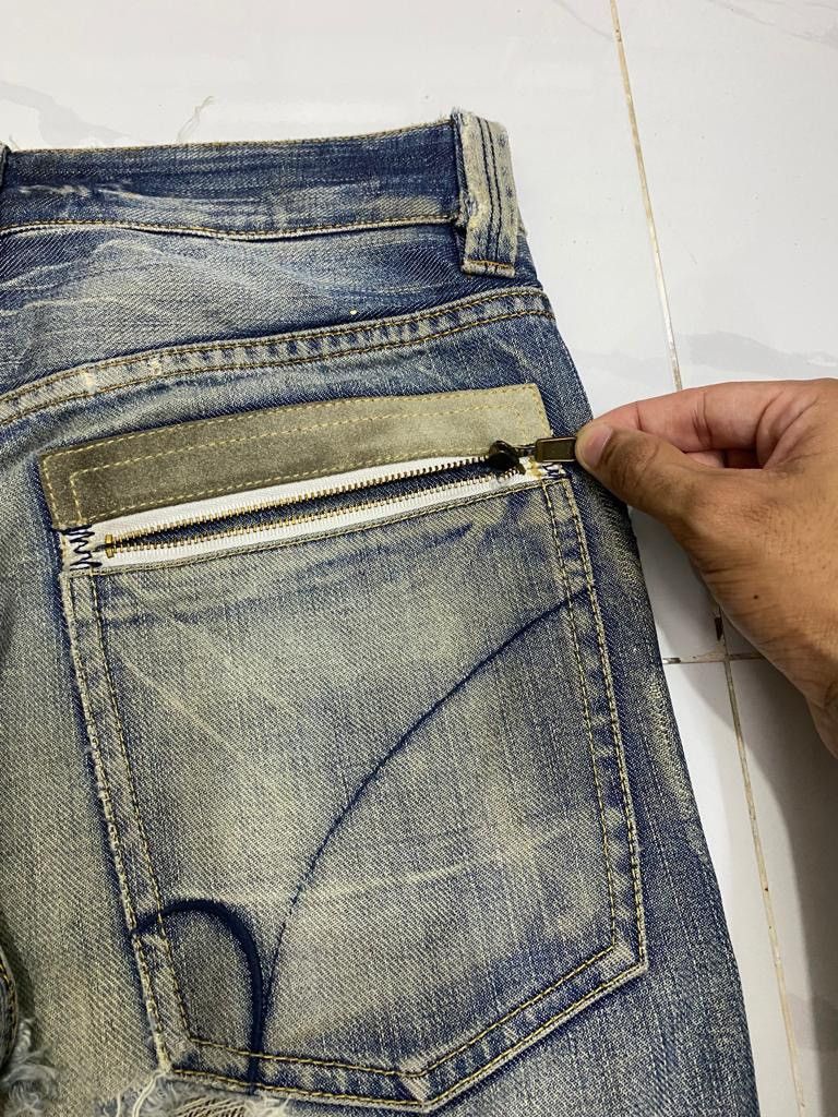 If Six Was Nine RIPPED🔥VINTAGE BACK NUMBER DISTRESSED DENIM BUSH JEANS Size US 32 / EU 48 - 12 Thumbnail