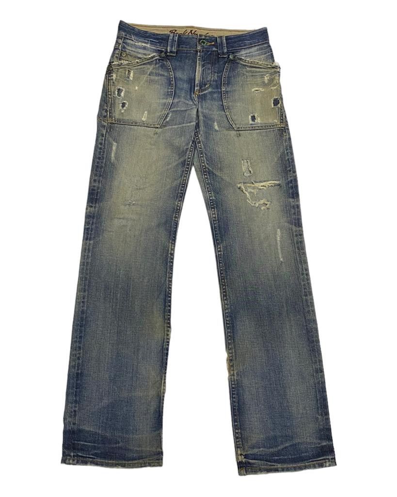 If Six Was Nine RIPPED🔥VINTAGE BACK NUMBER DISTRESSED DENIM BUSH JEANS Size US 32 / EU 48 - 1 Thumbnail