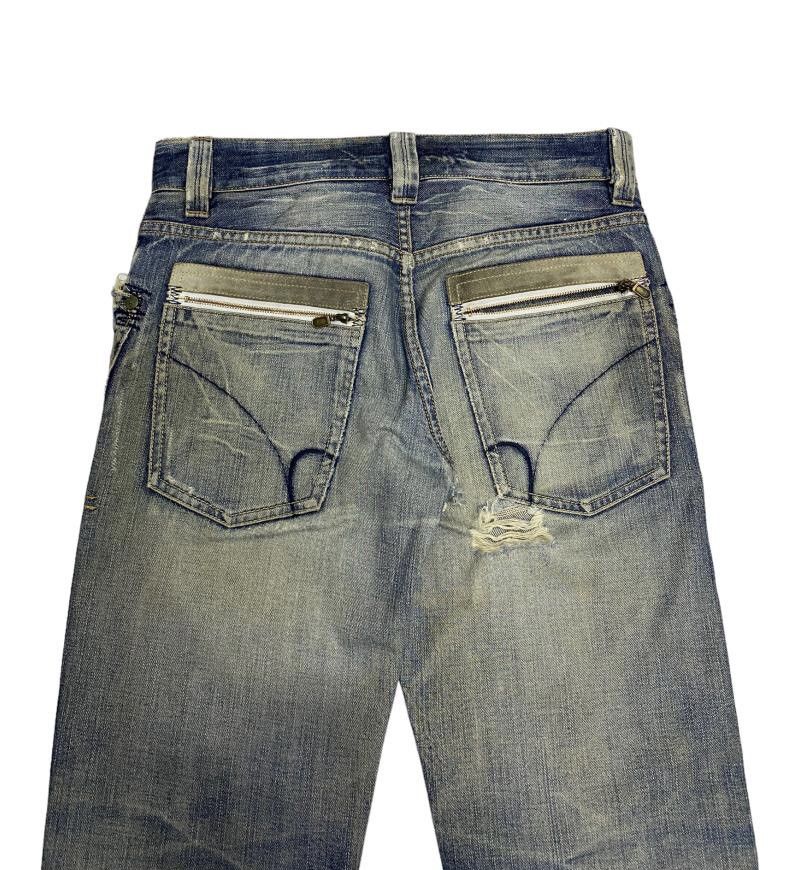 If Six Was Nine RIPPED🔥VINTAGE BACK NUMBER DISTRESSED DENIM BUSH JEANS Size US 32 / EU 48 - 6 Thumbnail