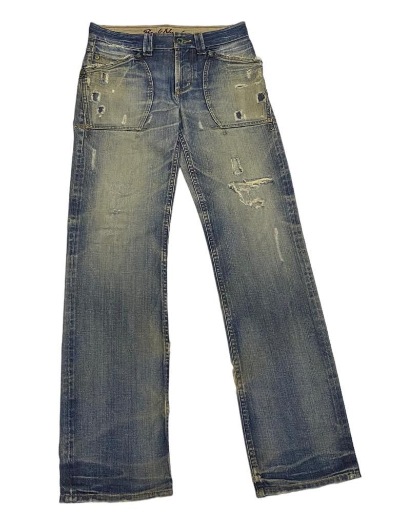If Six Was Nine RIPPED🔥VINTAGE BACK NUMBER DISTRESSED DENIM BUSH JEANS Size US 32 / EU 48 - 7 Thumbnail