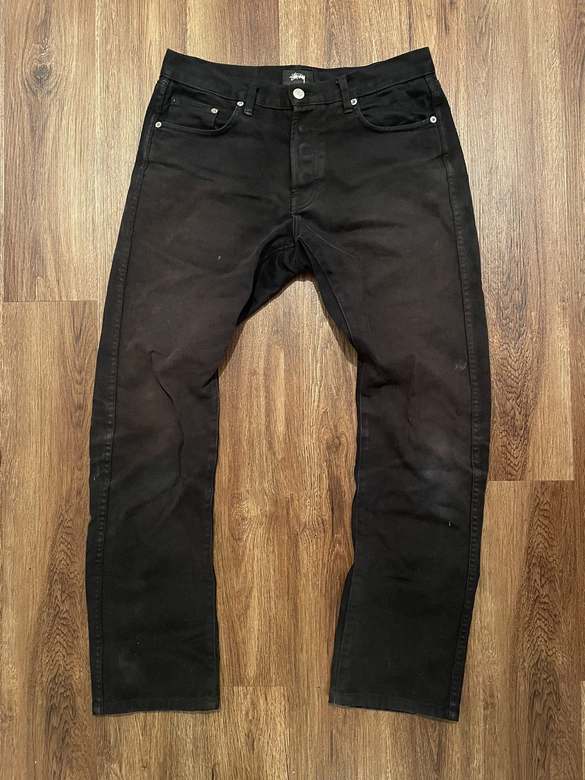 Other Stussy Faded Black Distressed Denim 31x32 Size US 31 - 1 Thumbnail