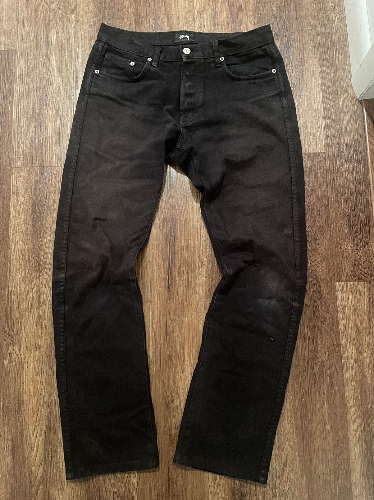 Other Stussy Faded Black Distressed Denim 31x32 Size US 31 - 2 Thumbnail