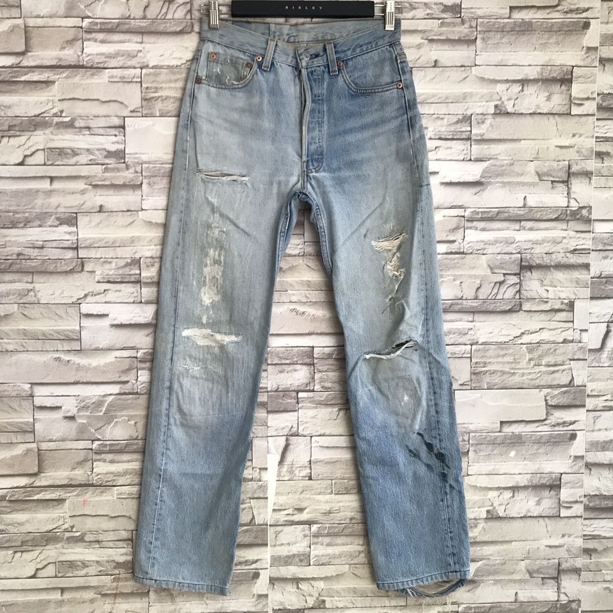 Levi's Vintage 80s Levis 501 Distressed Butler Jeans Made in USA Size US 28 / EU 44 - 3 Thumbnail