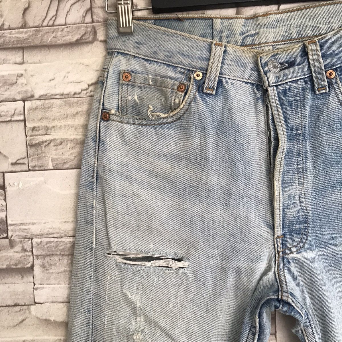 Levi's Vintage 80s Levis 501 Distressed Butler Jeans Made in USA Size US 28 / EU 44 - 5 Thumbnail