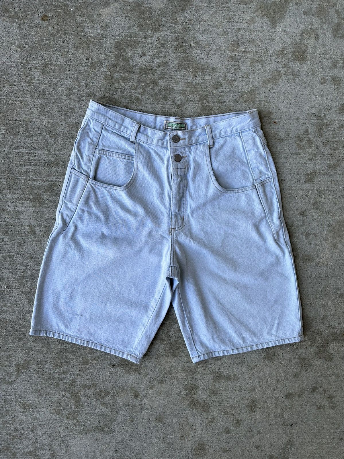 Georges Marciano × Guess Vintage 90s Guess Baggy Light Wash Denim Shorts Size US 31 - 1 Thumbnail