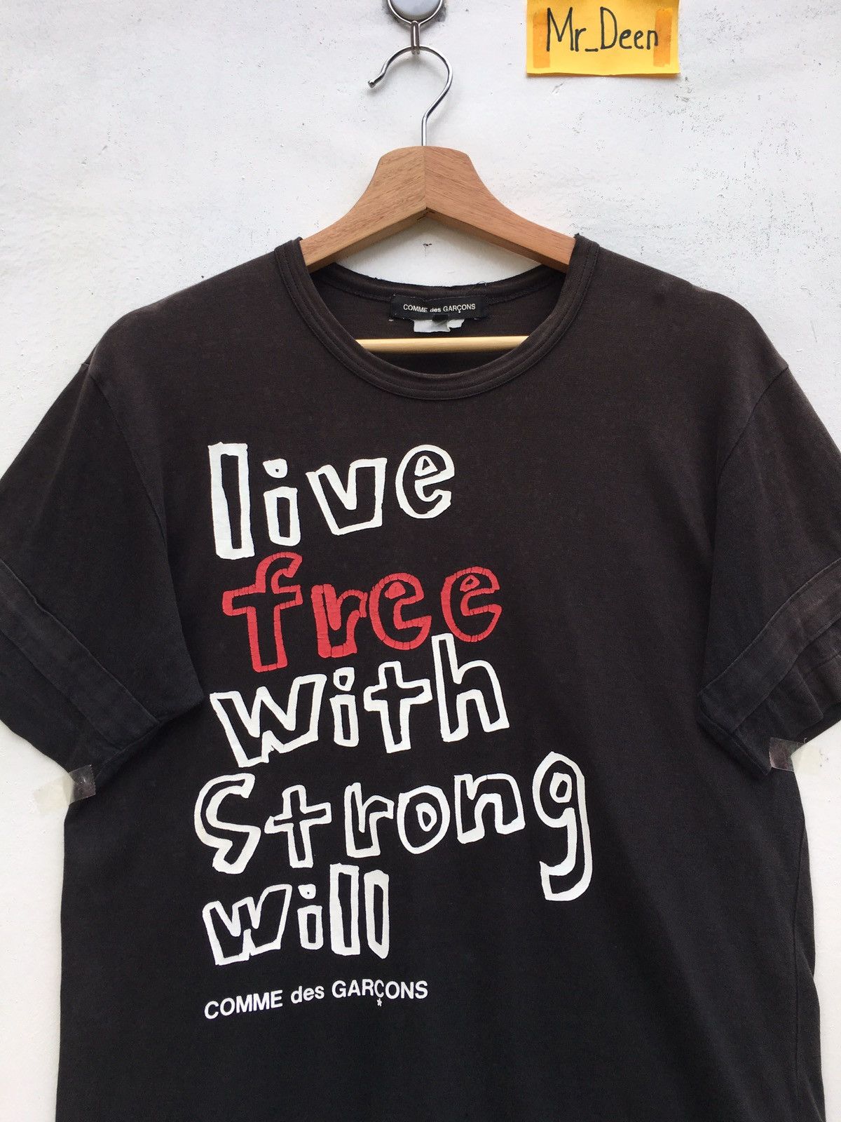 image of Comme Des Garcons Words Printed Tshirt in Black, Men's (Size Small)