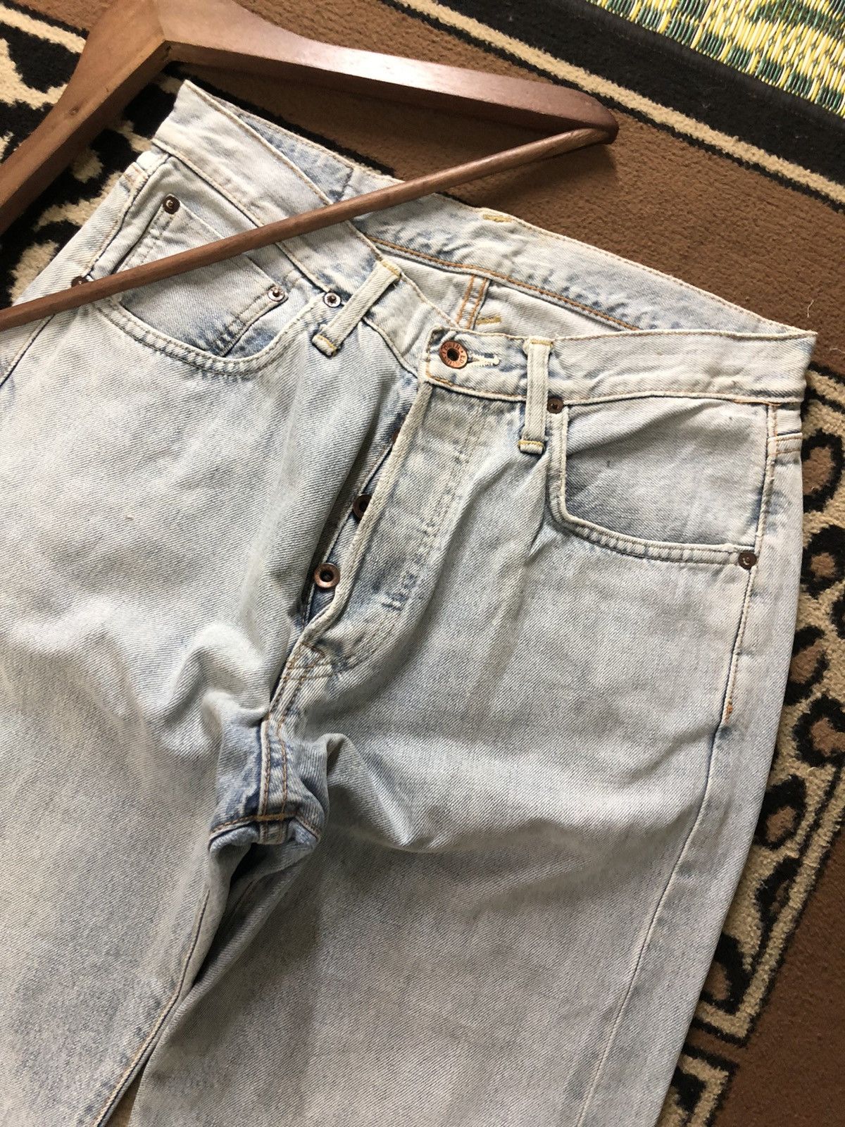 Edwin × Vintage VINTAGE SELVEDGE EDWIN505X LIGHT BLUE WASH DISTRESSED DENIM Size US 29 - 3 Thumbnail