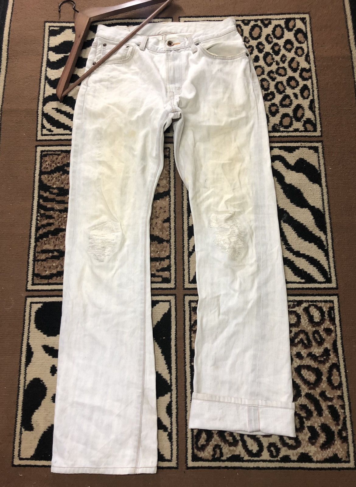 Edwin × Vintage VINTAGE SELVEDGE EDWIN 505 LIGHT BLUE WASH DISTRESSED DENIM Size US 29 - 1 Thumbnail