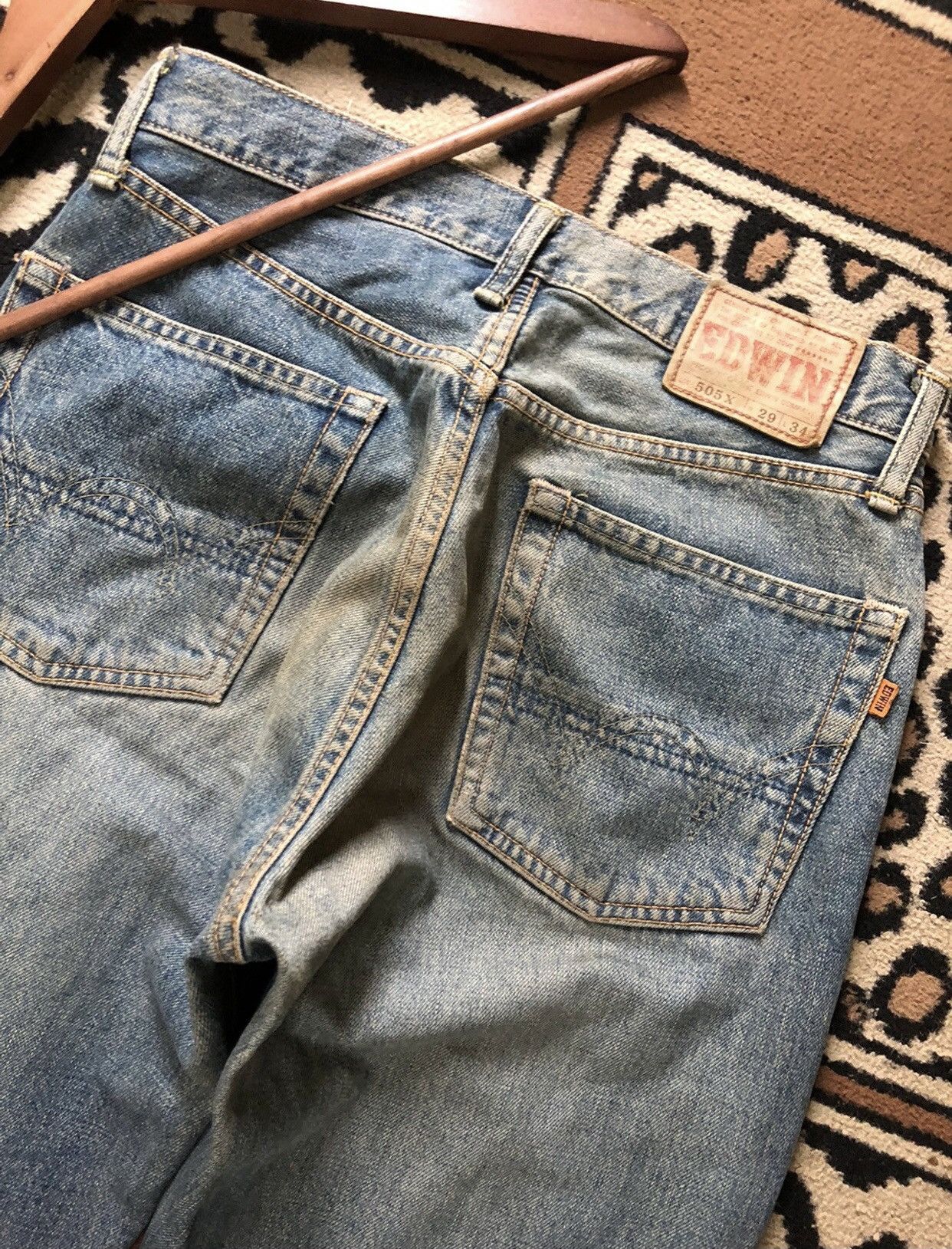 Edwin × Vintage VINTAGE SELVEDGE EDWIN505x RUSTY BLUE WASH DISTRESSED DENIM Size US 29 - 10 Thumbnail