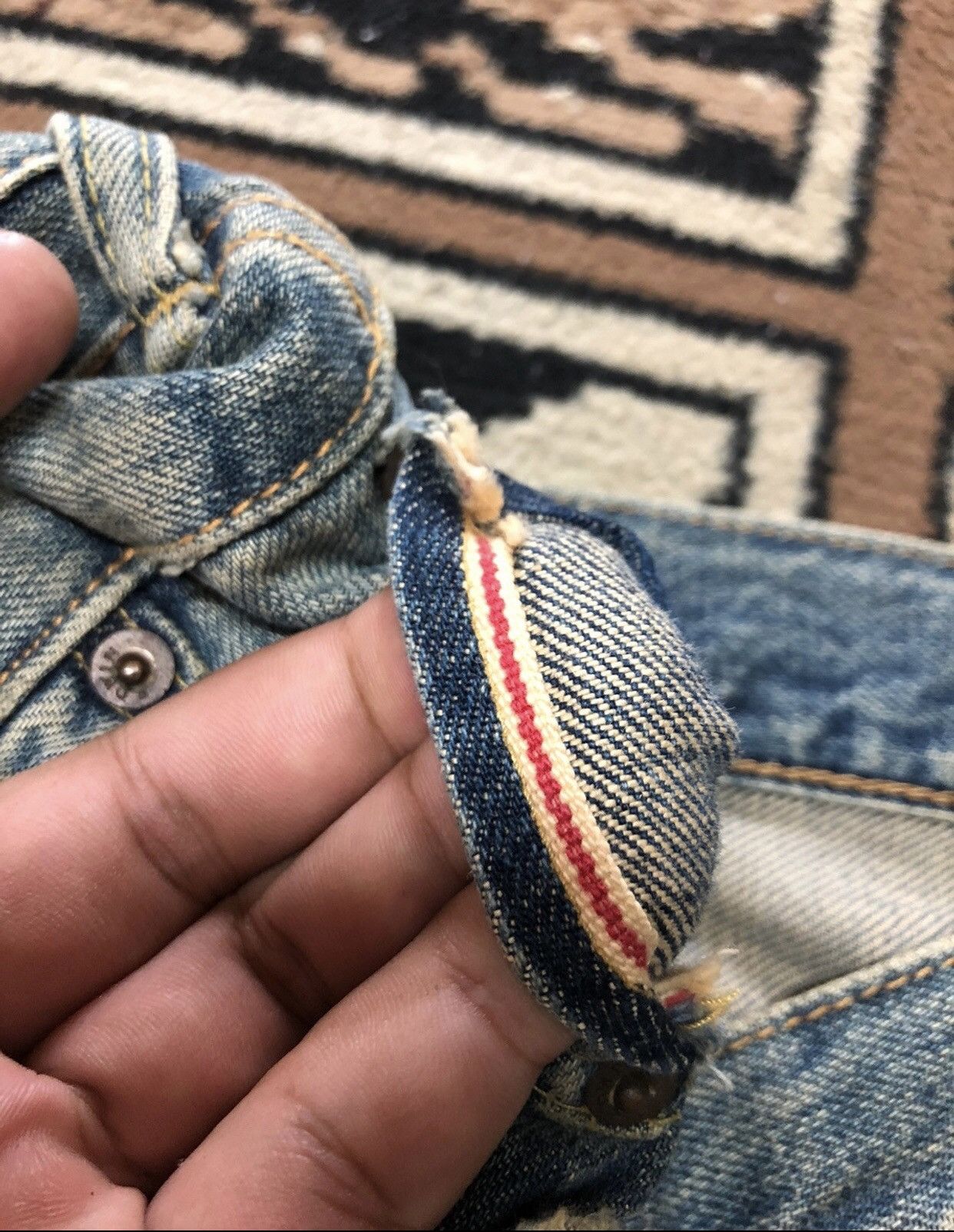 Edwin × Vintage VINTAGE SELVEDGE EDWIN505x RUSTY BLUE WASH DISTRESSED DENIM Size US 29 - 4 Thumbnail