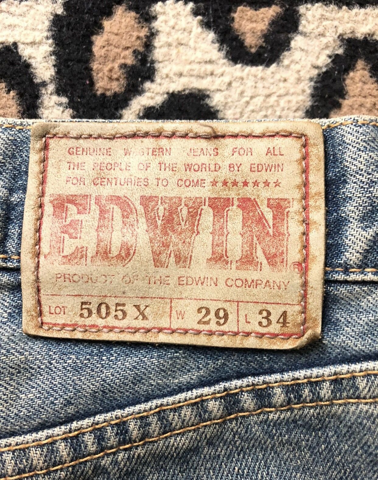 Edwin × Vintage VINTAGE SELVEDGE EDWIN505x RUSTY BLUE WASH DISTRESSED DENIM Size US 29 - 11 Thumbnail