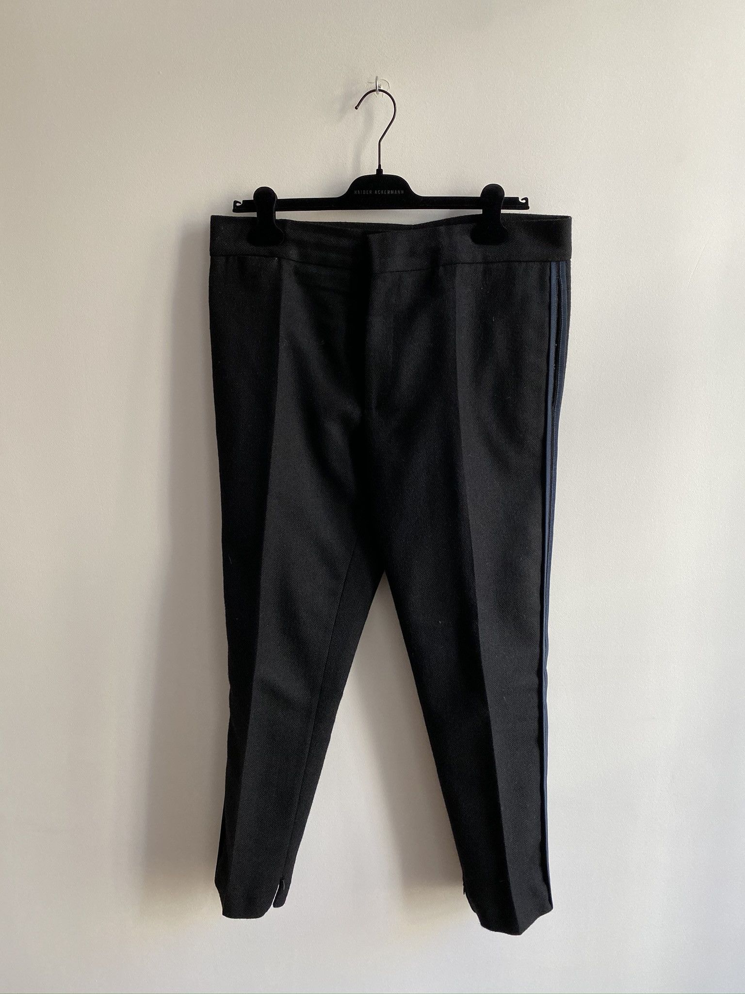 Haider Ackermann Black Pants with Blue Stripe Size US 34 / EU 50 - 1 Thumbnail