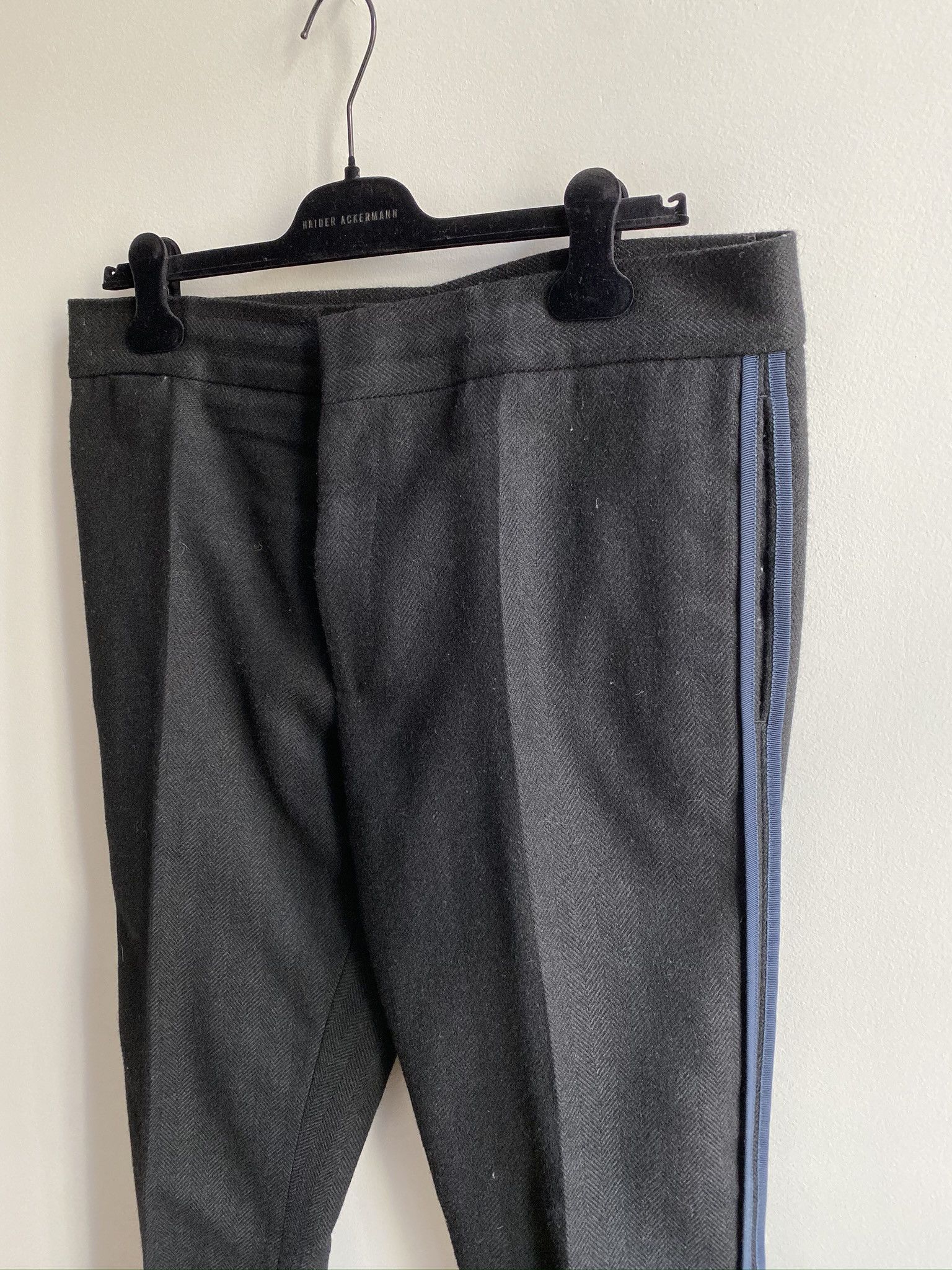 Haider Ackermann Black Pants with Blue Stripe Size US 34 / EU 50 - 2 Thumbnail