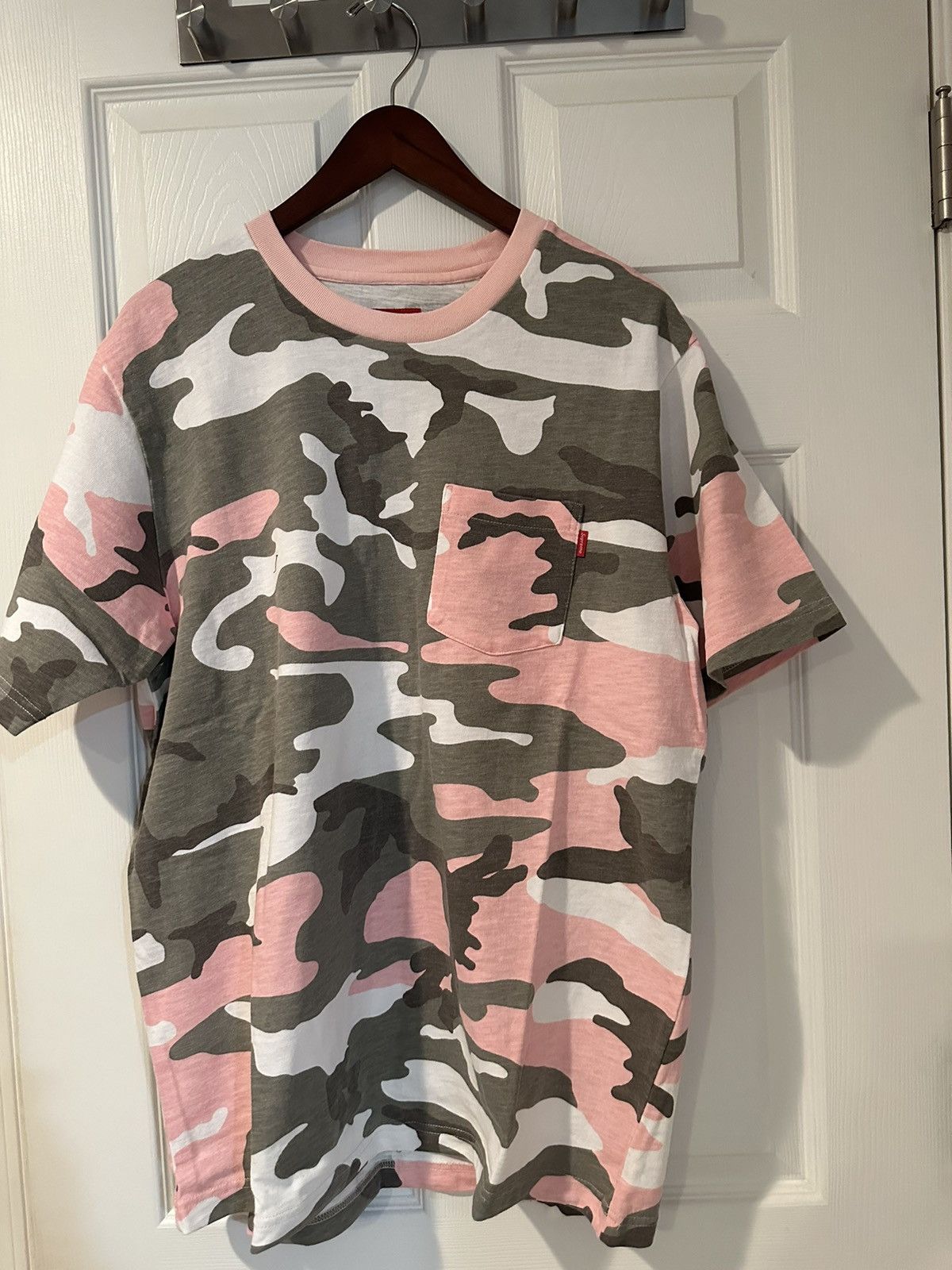image of Supreme Pink Camo Ss Shirt in Gray/Pink Camo, Men's (Size Large)