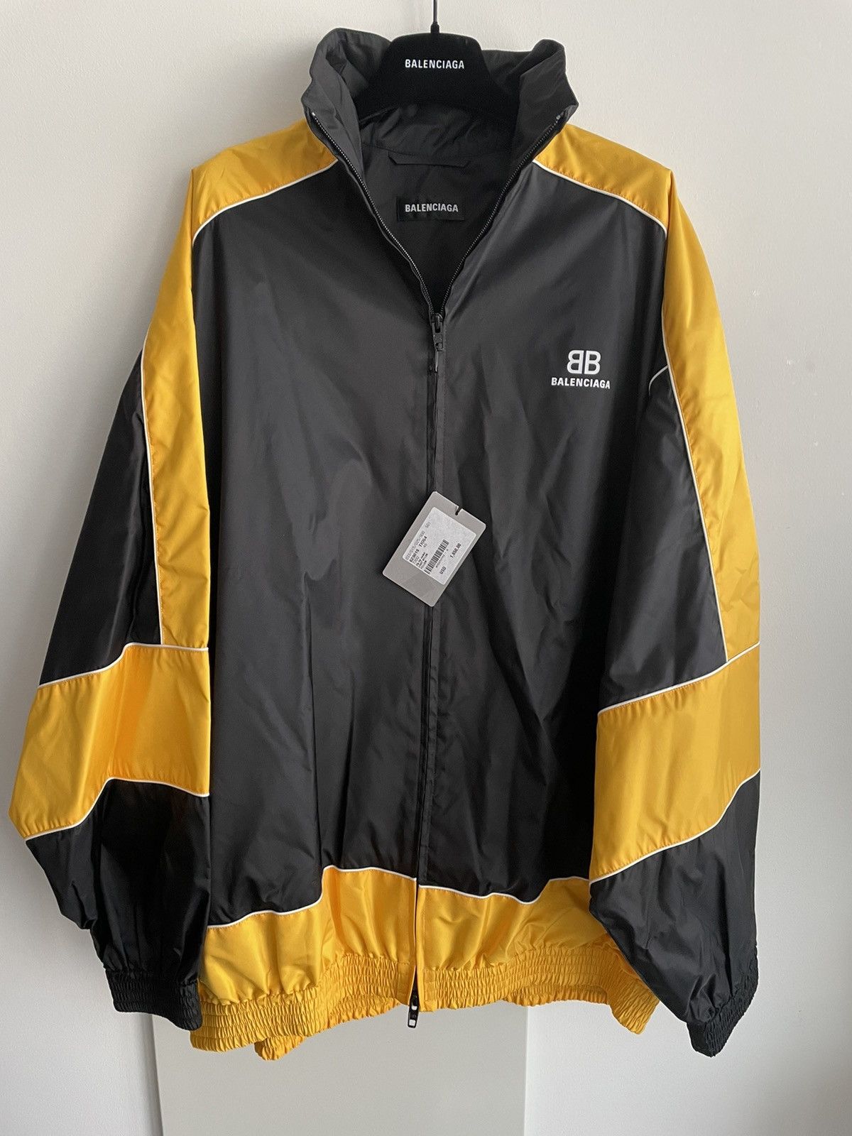 image of Balenciaga Limited Edition Runway $2K Bb Logo Track Jacket in Yellow, Men's (Size 2XL)