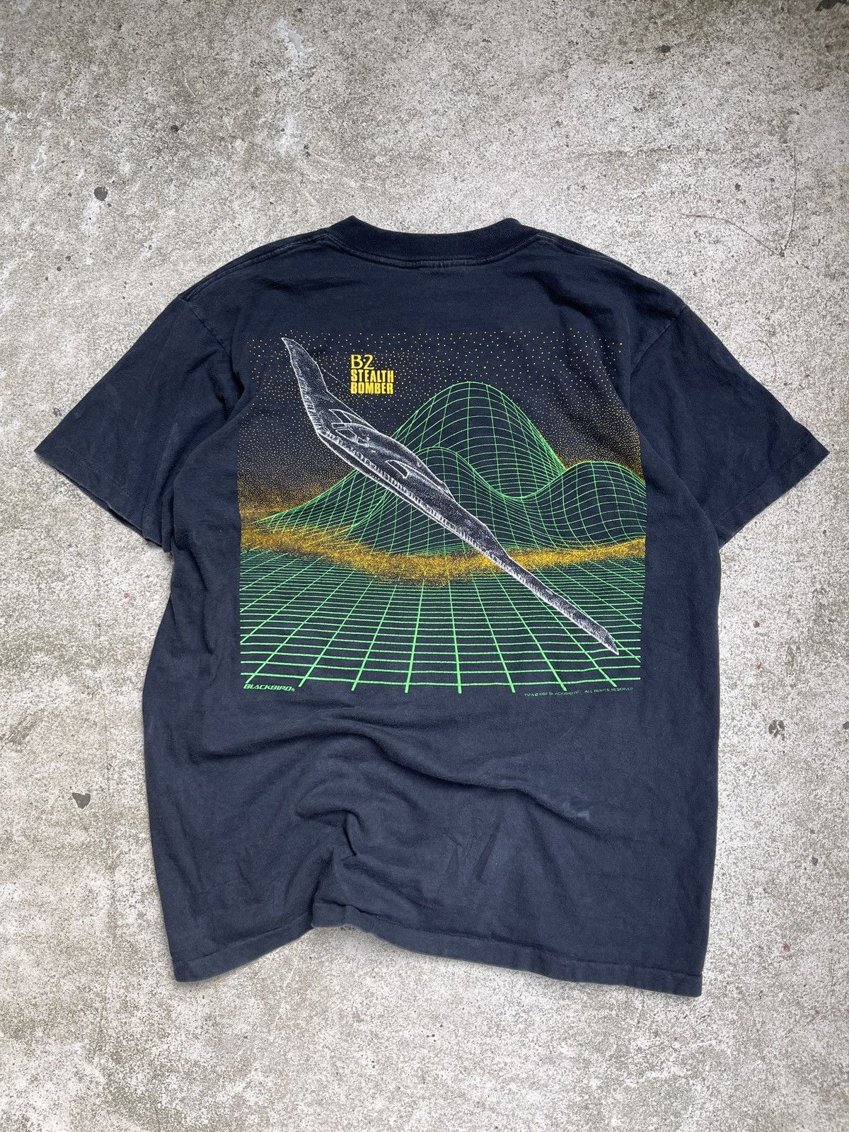 image of Arts Science x Blackbird Vintage 80's 90's Blackbird B2 Stealth Bomber Jet Tee Shirt Xl, Men's