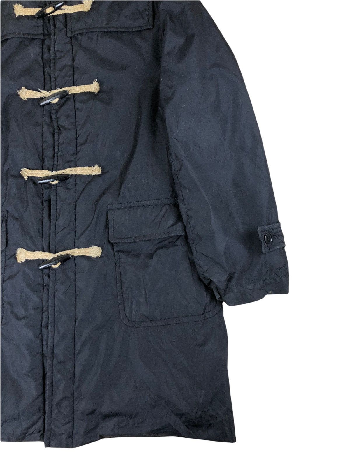 2000s Comme des Garcons Black Nylon Duffle Coat