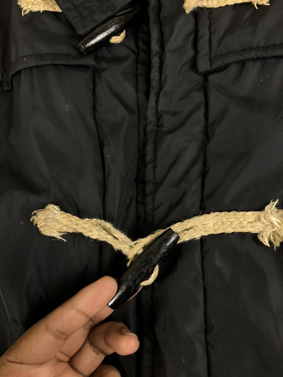 2000s Comme des Garcons Black Nylon Duffle Coat