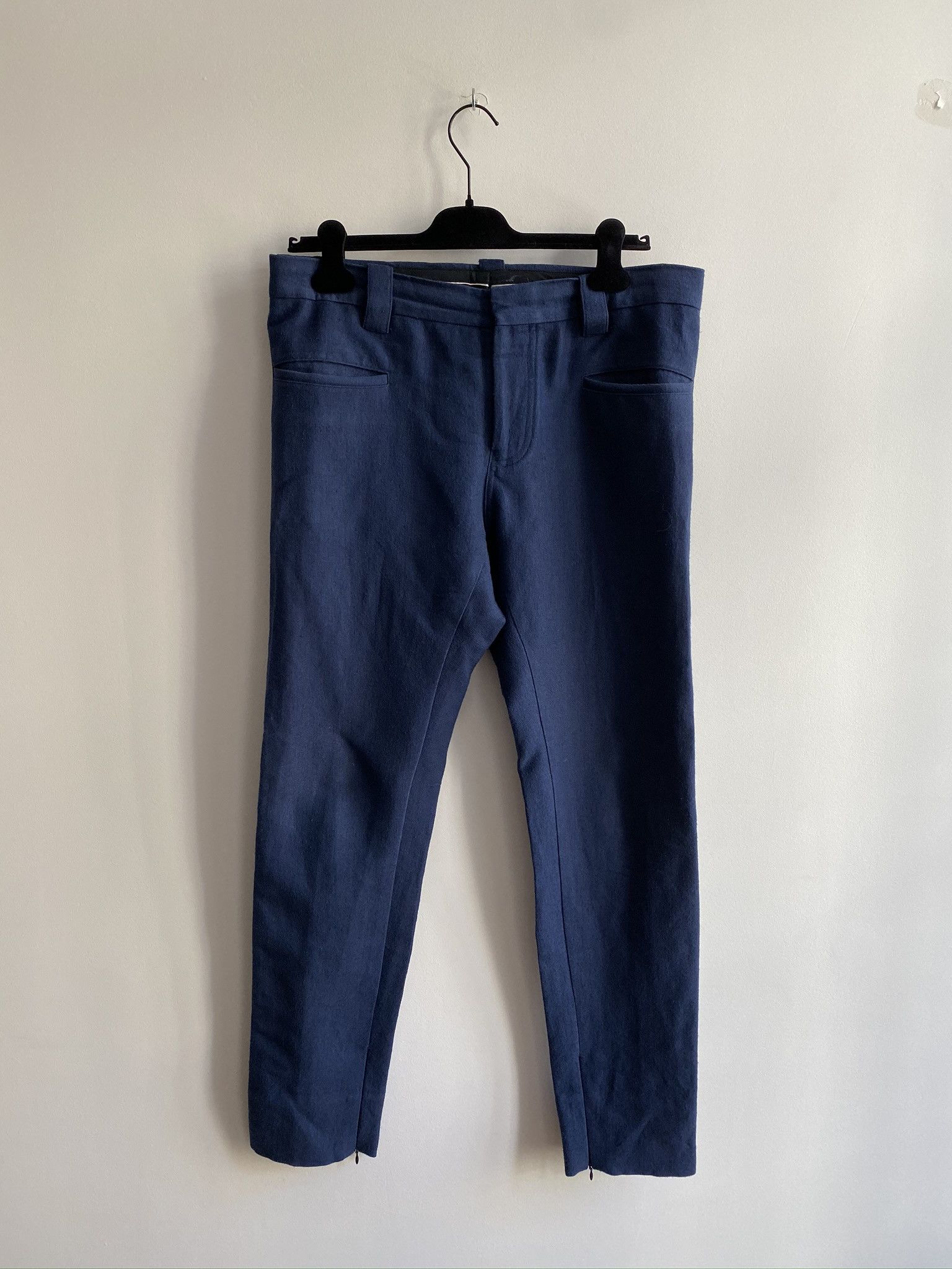 Haider Ackermann Blue Pants with Black Stripe Size US 34 / EU 50 - 1 Thumbnail