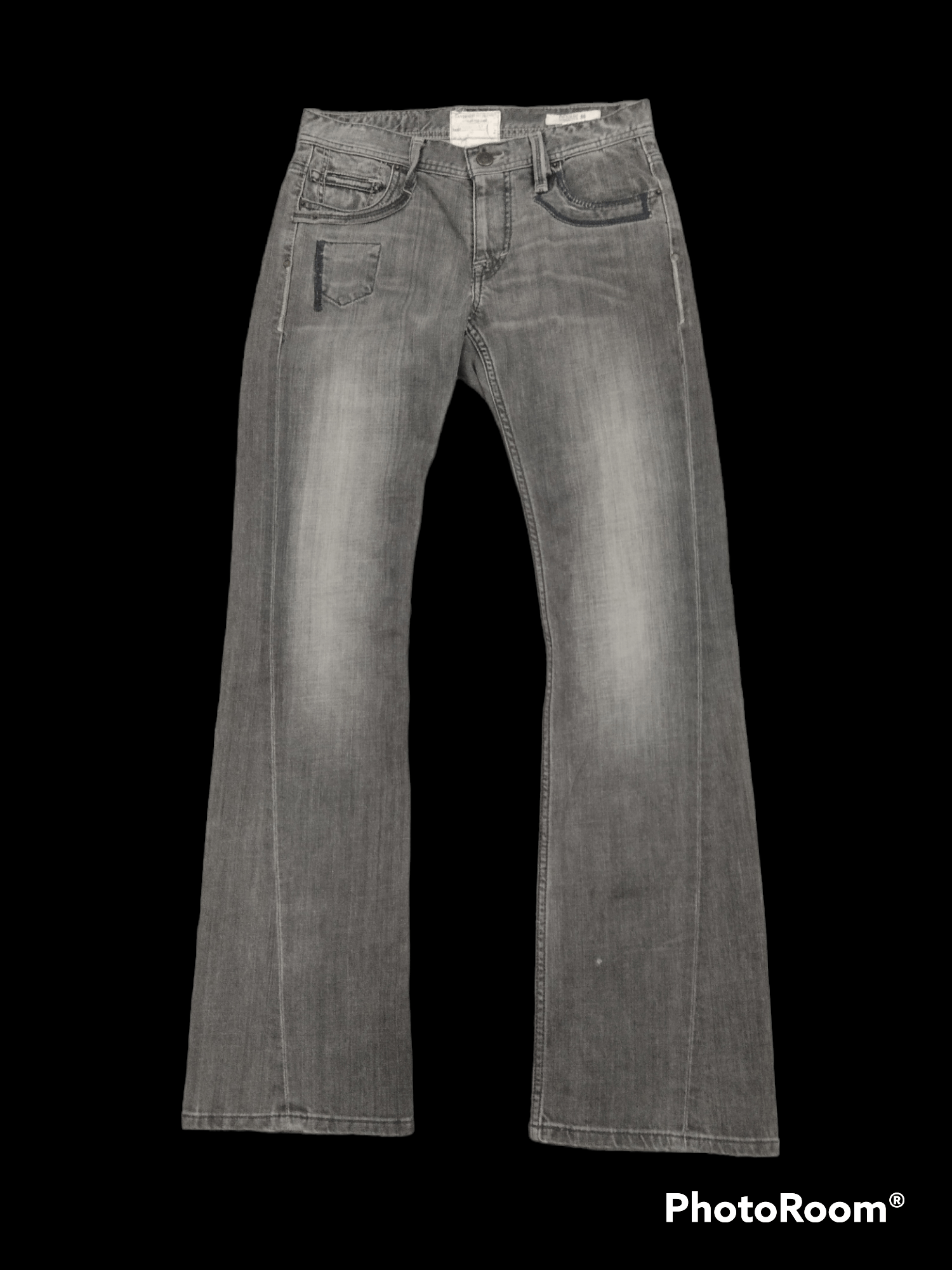 FLARE WASHED GREY TAVERNITI DENIM PANTS