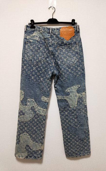 Rarelouis Vuitton LV Patchwork Monogram Denim Jeans Pants 