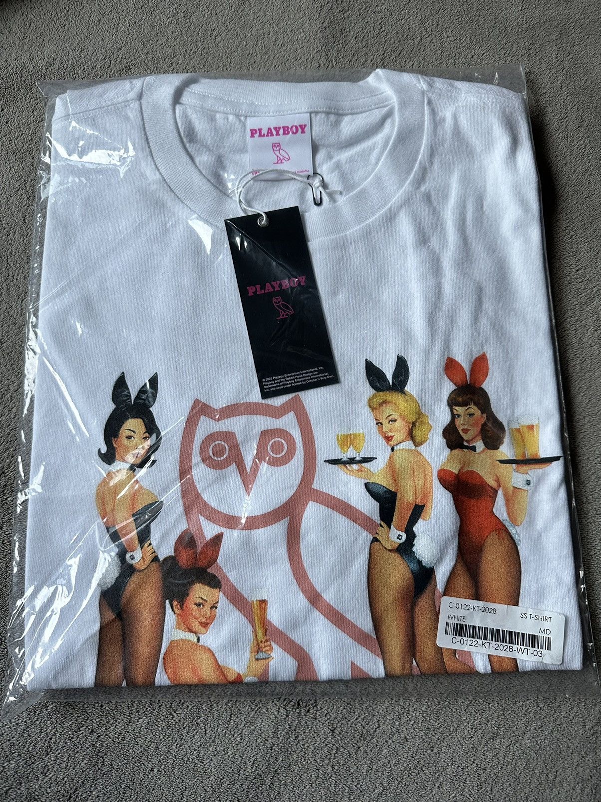 image of Drake x Octobers Very Own Ovo X Playboy Bunny T-Shirt Tee in White, Men's (Size Medium)