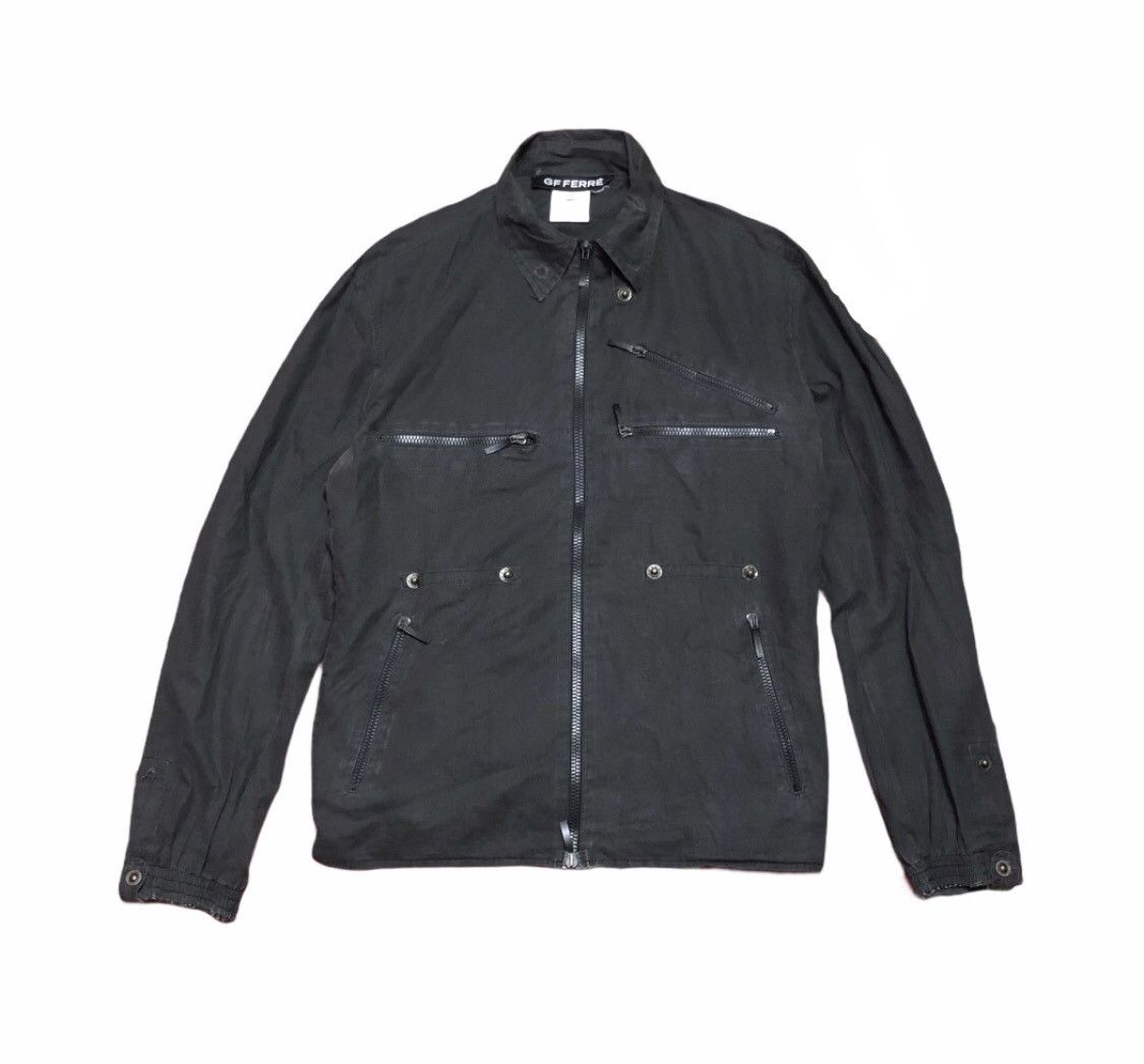 image of Gf Ferre x Gianfranco Ferre Vintage 90's Gianfranco Ferre Multipocket Bomber Jacket in Faded Black 