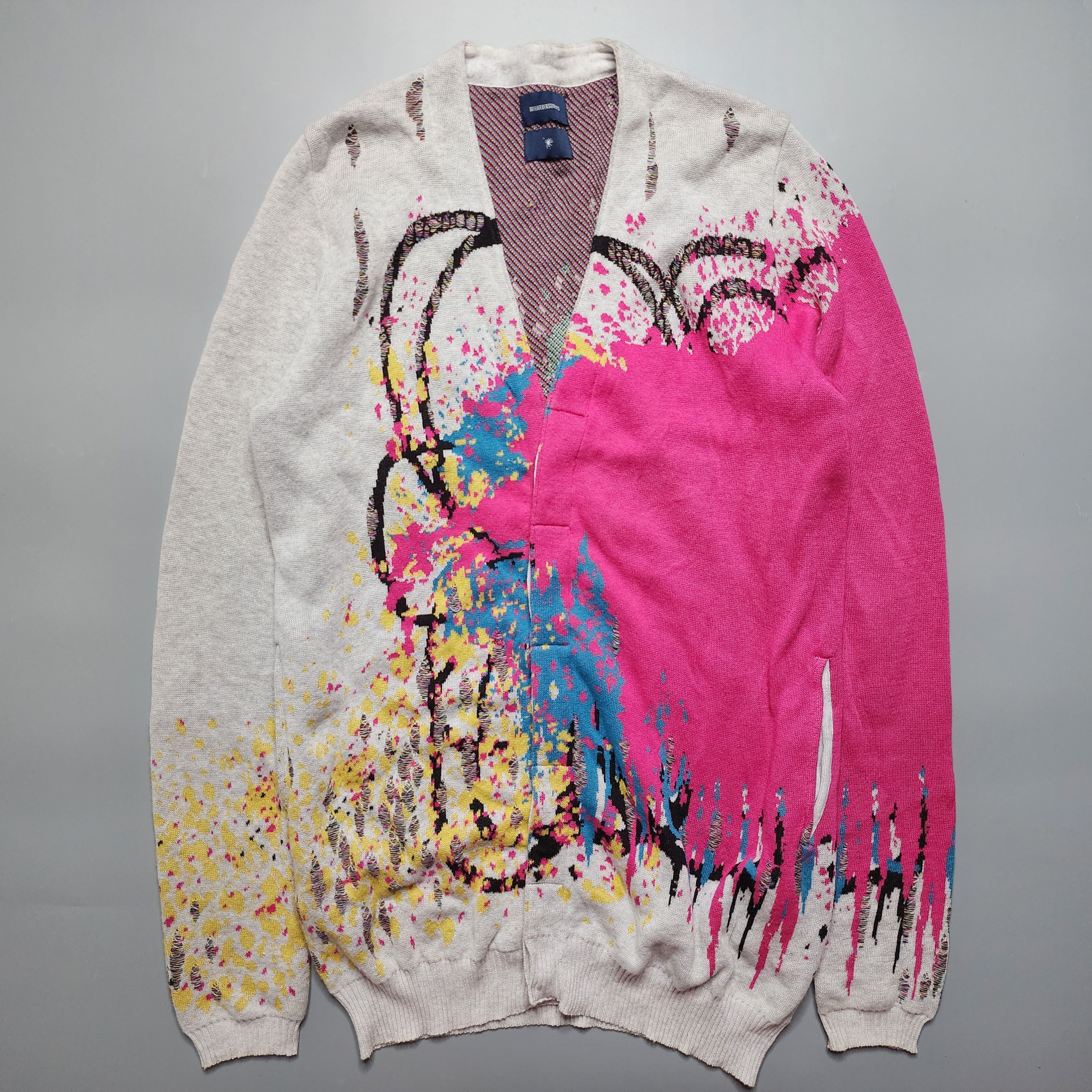 image of Maison Miharayasuhiro - Paint Splattered Effect Cardigan, Men's (Size Small)