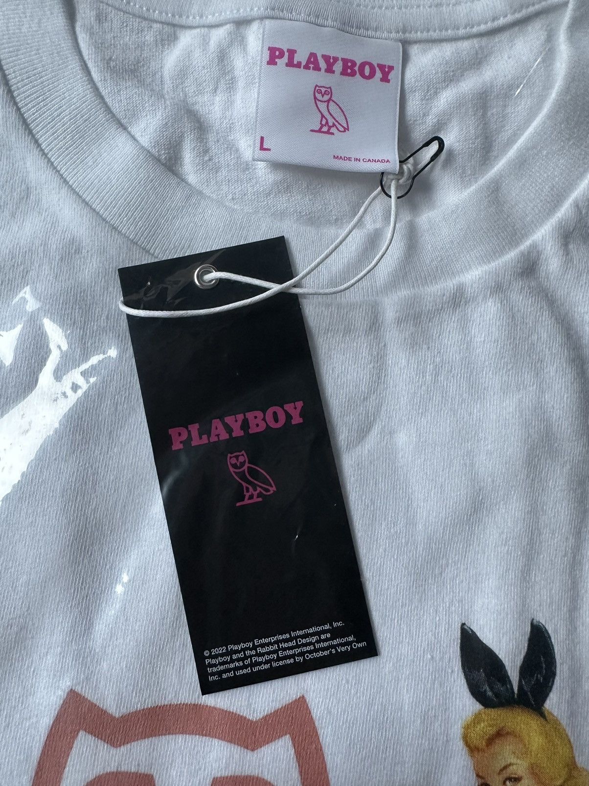 Drake × October's Very Own × Playboy *RARE* OVO x PLAYBOY BUNNY WHITE T-SHIRT TEE BRAND NEW Size US L / EU 52-54 / 3 - 5 Thumbnail