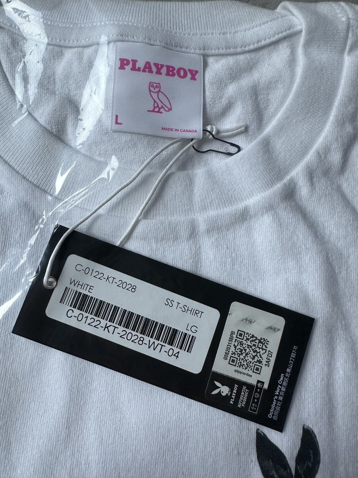 Drake × October's Very Own × Playboy *RARE* OVO x PLAYBOY BUNNY WHITE T-SHIRT TEE BRAND NEW Size US L / EU 52-54 / 3 - 6 Thumbnail