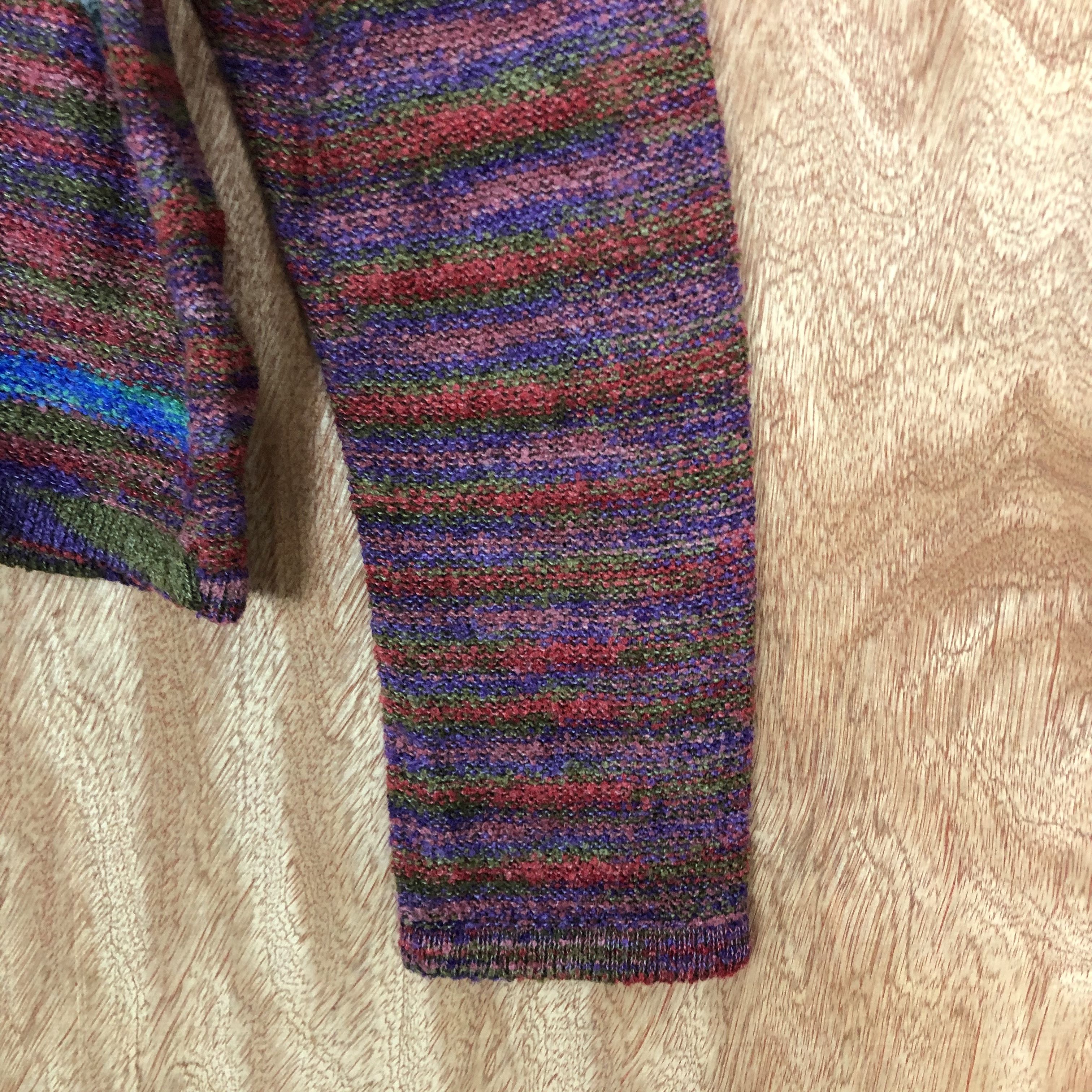 Homespun Knitwear × Japanese Brand Trevino Maroon rainbow Shag Shaggy Knitwear #6056 Size US L / EU 52-54 / 3 - 4 Thumbnail