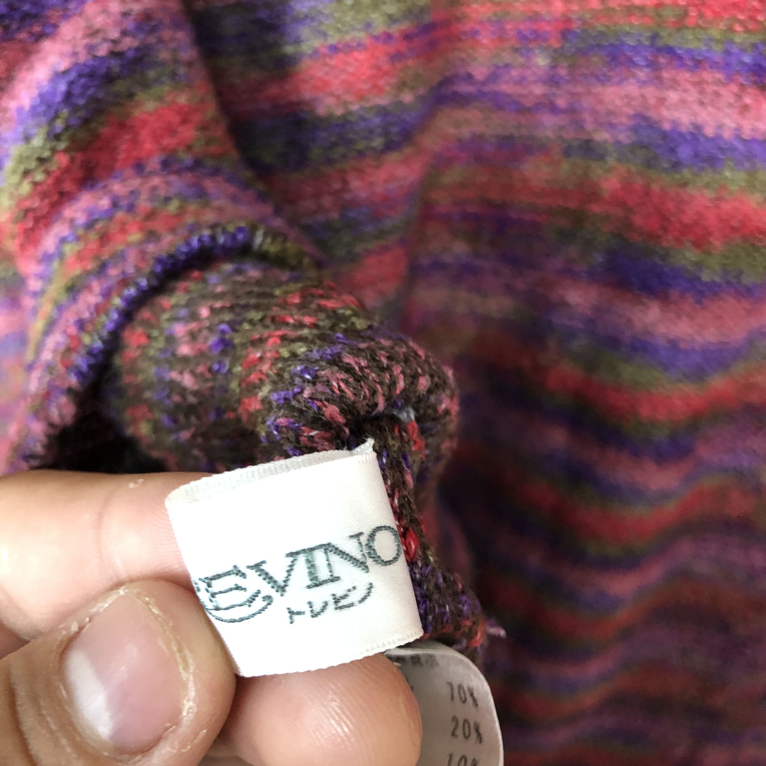 Homespun Knitwear × Japanese Brand Trevino Maroon rainbow Shag Shaggy Knitwear #6056 Size US L / EU 52-54 / 3 - 10 Thumbnail