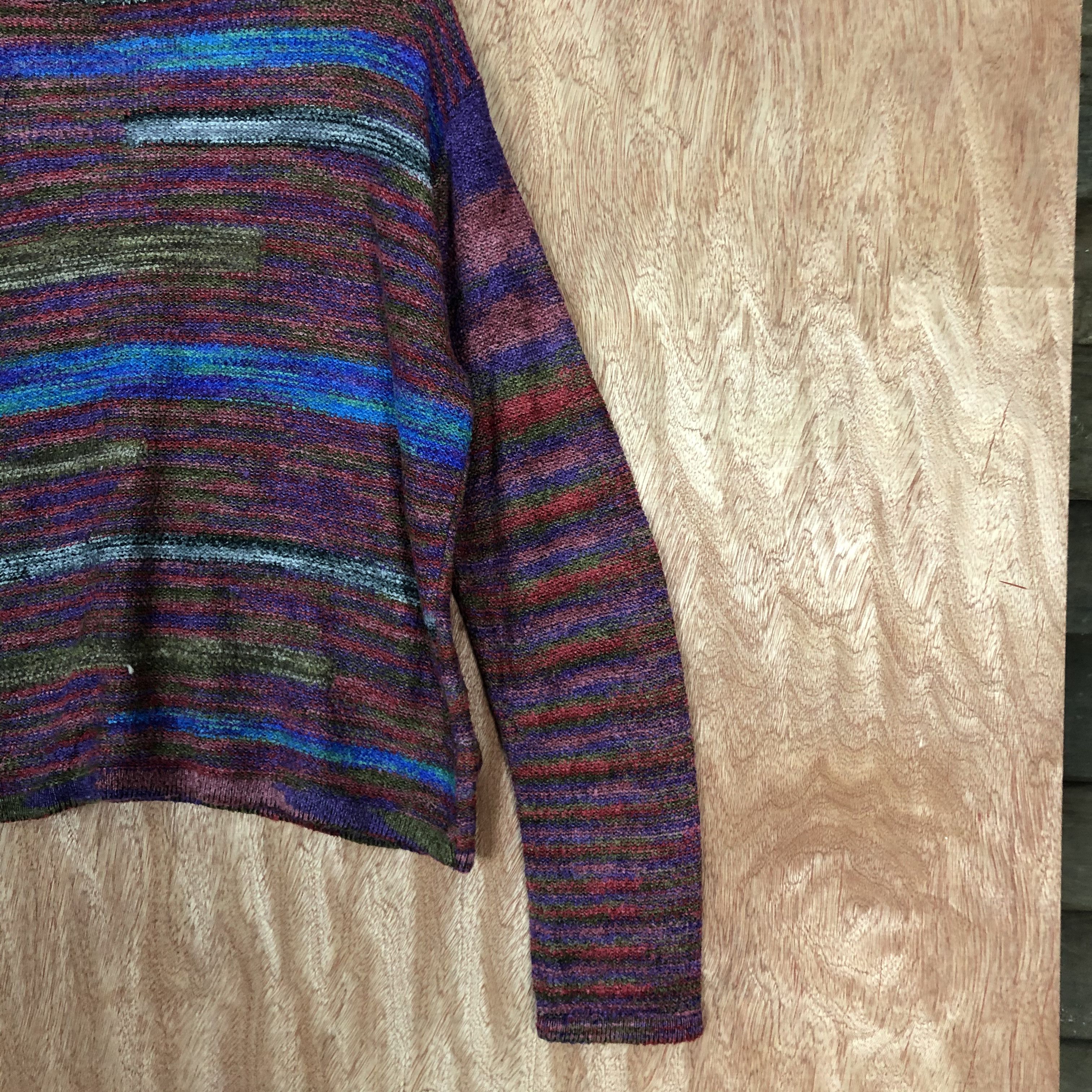 Homespun Knitwear × Japanese Brand Trevino Maroon rainbow Shag Shaggy Knitwear #6056 Size US L / EU 52-54 / 3 - 5 Thumbnail