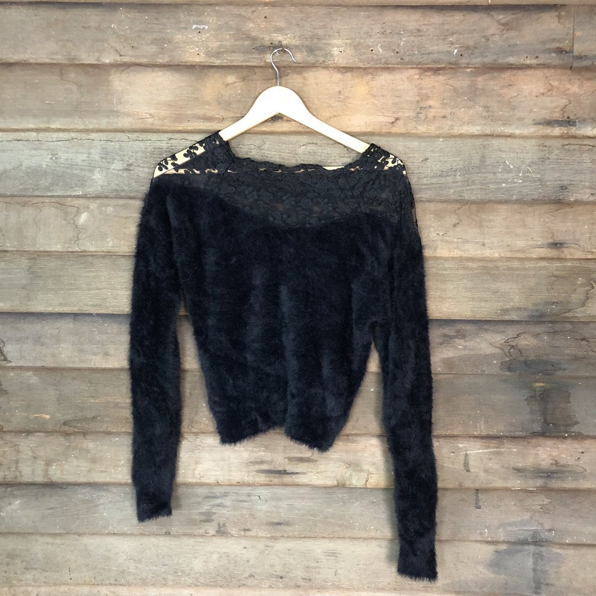 Japanese Brand GRL Black crop top Shag Shaggy Fur Mohair Knitwear #6947 Size S / US 4 / IT 40 - 10 Thumbnail