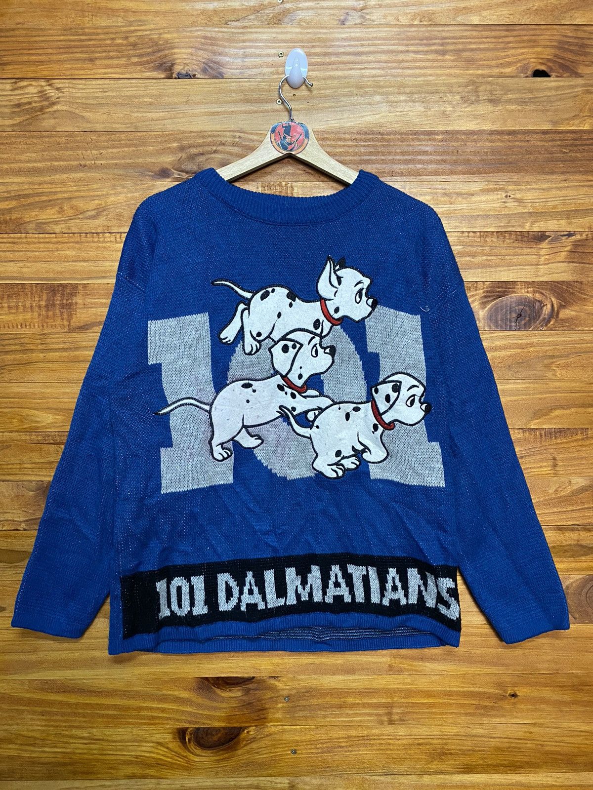 image of Disney x Vintage 90's 101 Dalmations Knitwear in Blue, Men's (Size Medium)