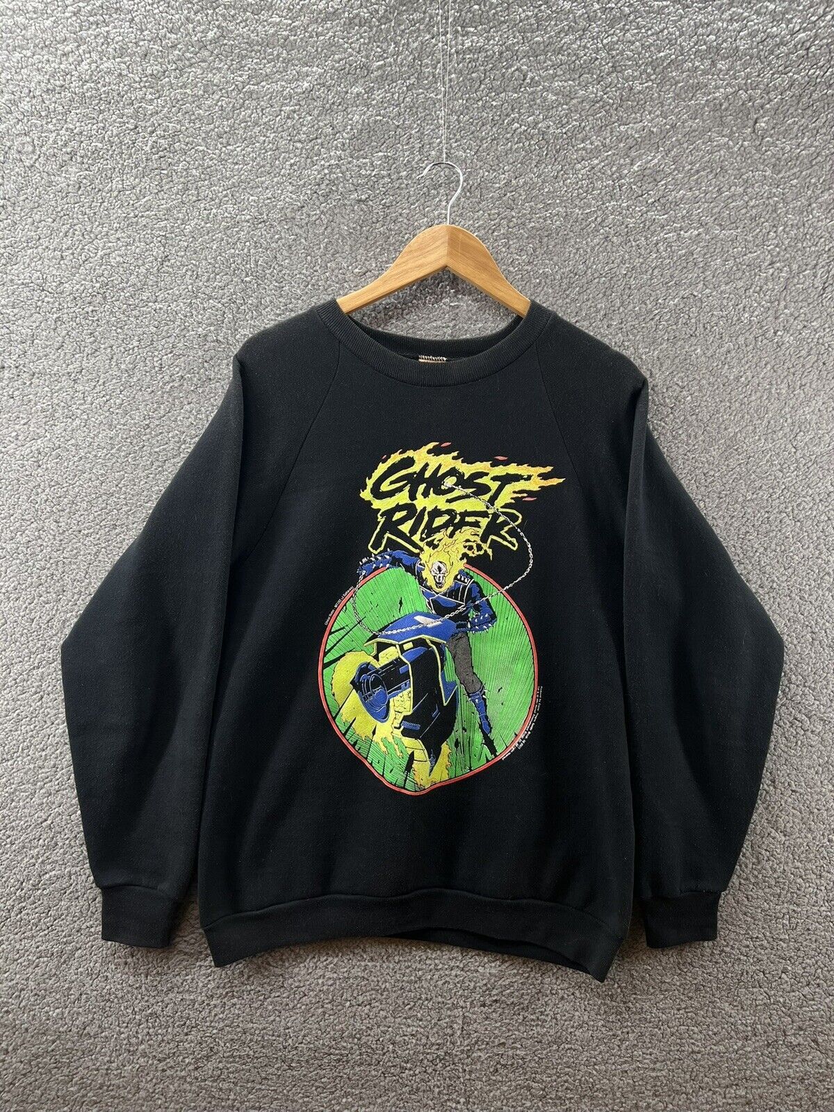 image of Fruit Of The Loom Marvel Comic Images 1991 Ghost Rider Black, Men's (Size Large)