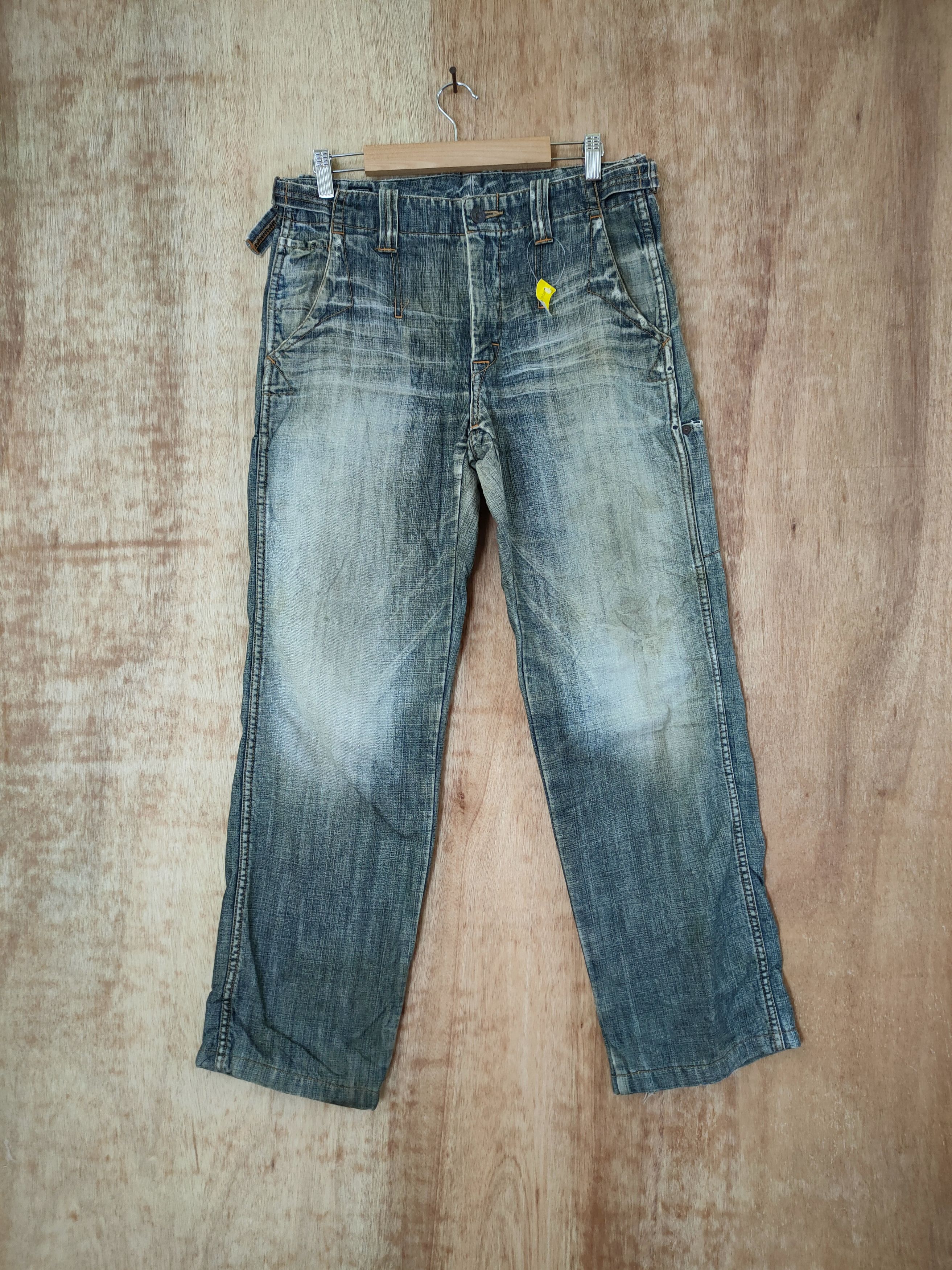 image of Distressed Denim Bartack Work Faded Distressed Vintage Japan Denim 46-646 in Grey, Men's (Size 30)