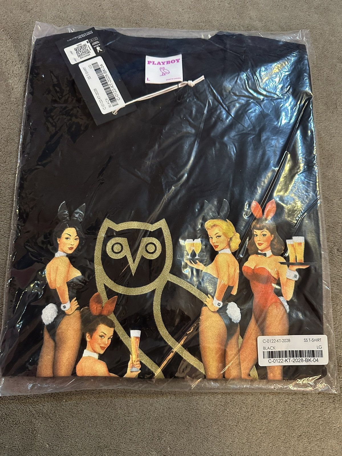 image of Drake x Octobers Very Own Ovo X Playboy Bunny Black T-Shirt , Men's (Size Large)