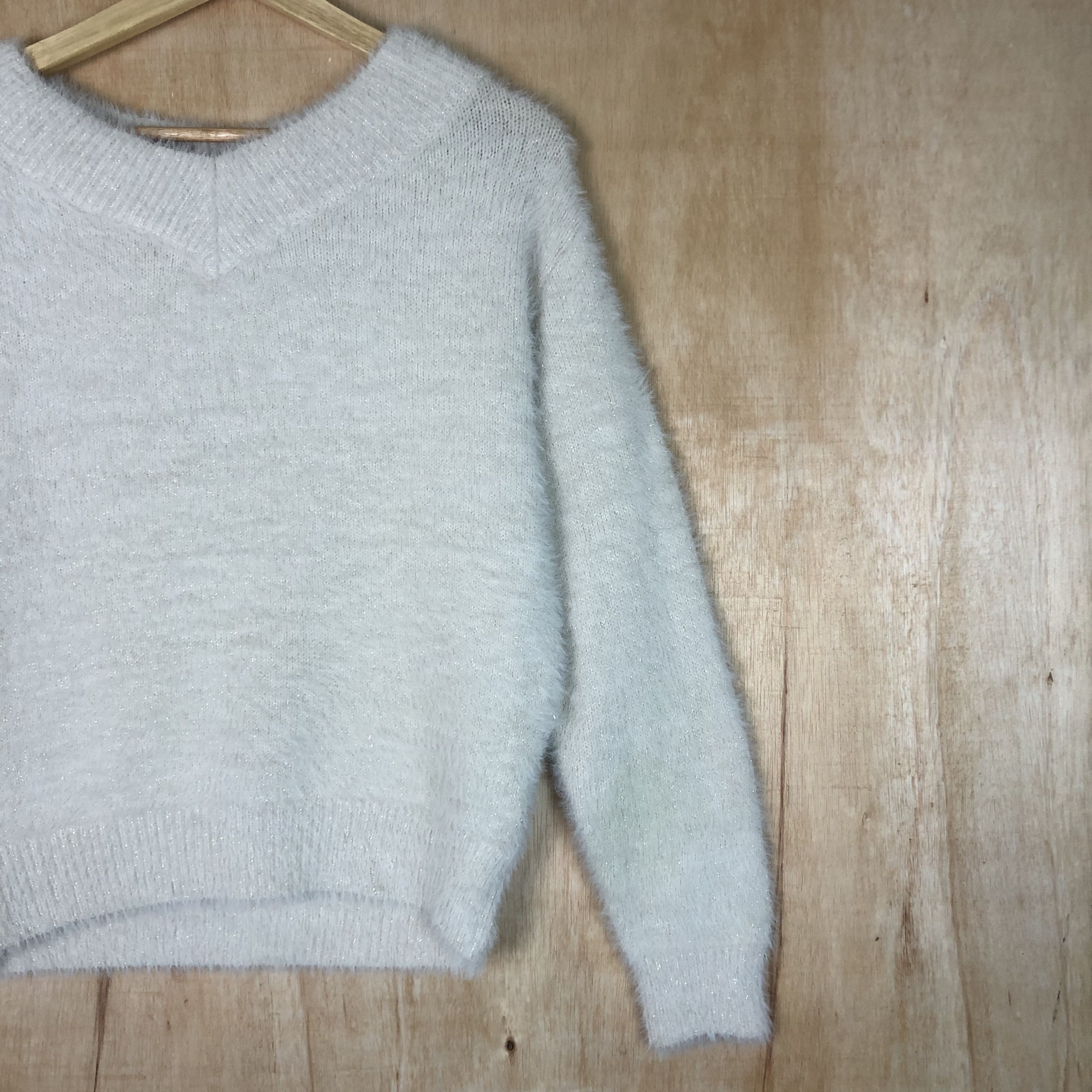 Homespun Knitwear × Japanese Brand DLL Majestic Legon White Mohair shaggy fur Knitwear #c049 Size M / US 6-8 / IT 42-44 - 2 Thumbnail