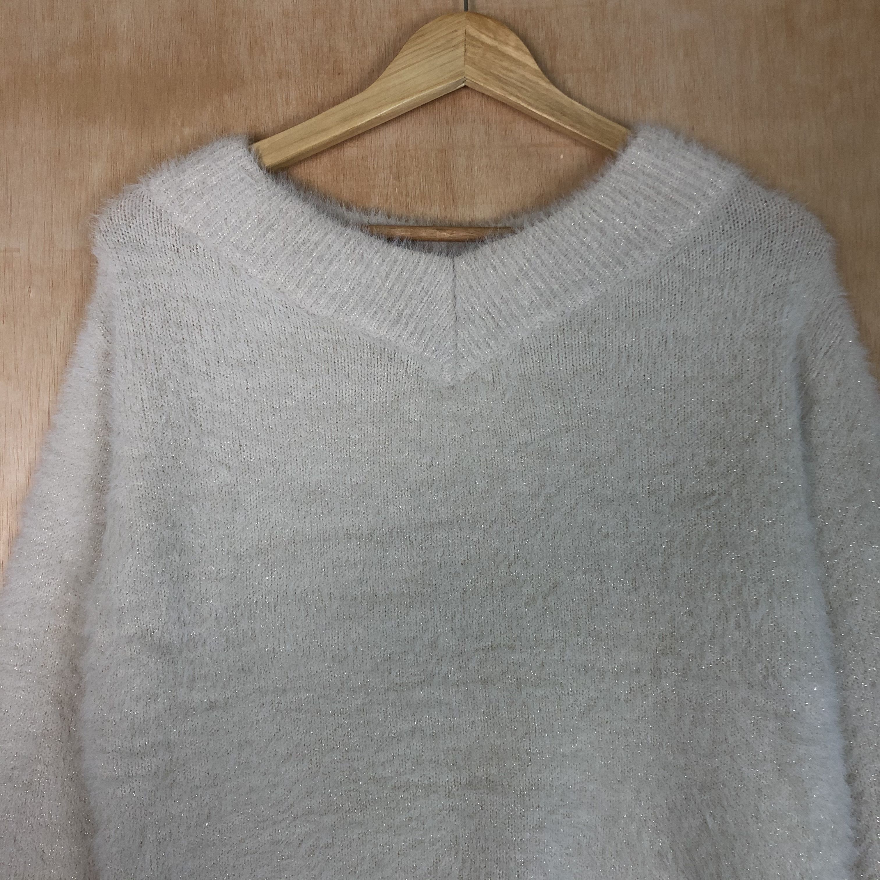 Homespun Knitwear × Japanese Brand DLL Majestic Legon White Mohair shaggy fur Knitwear #c049 Size M / US 6-8 / IT 42-44 - 4 Thumbnail