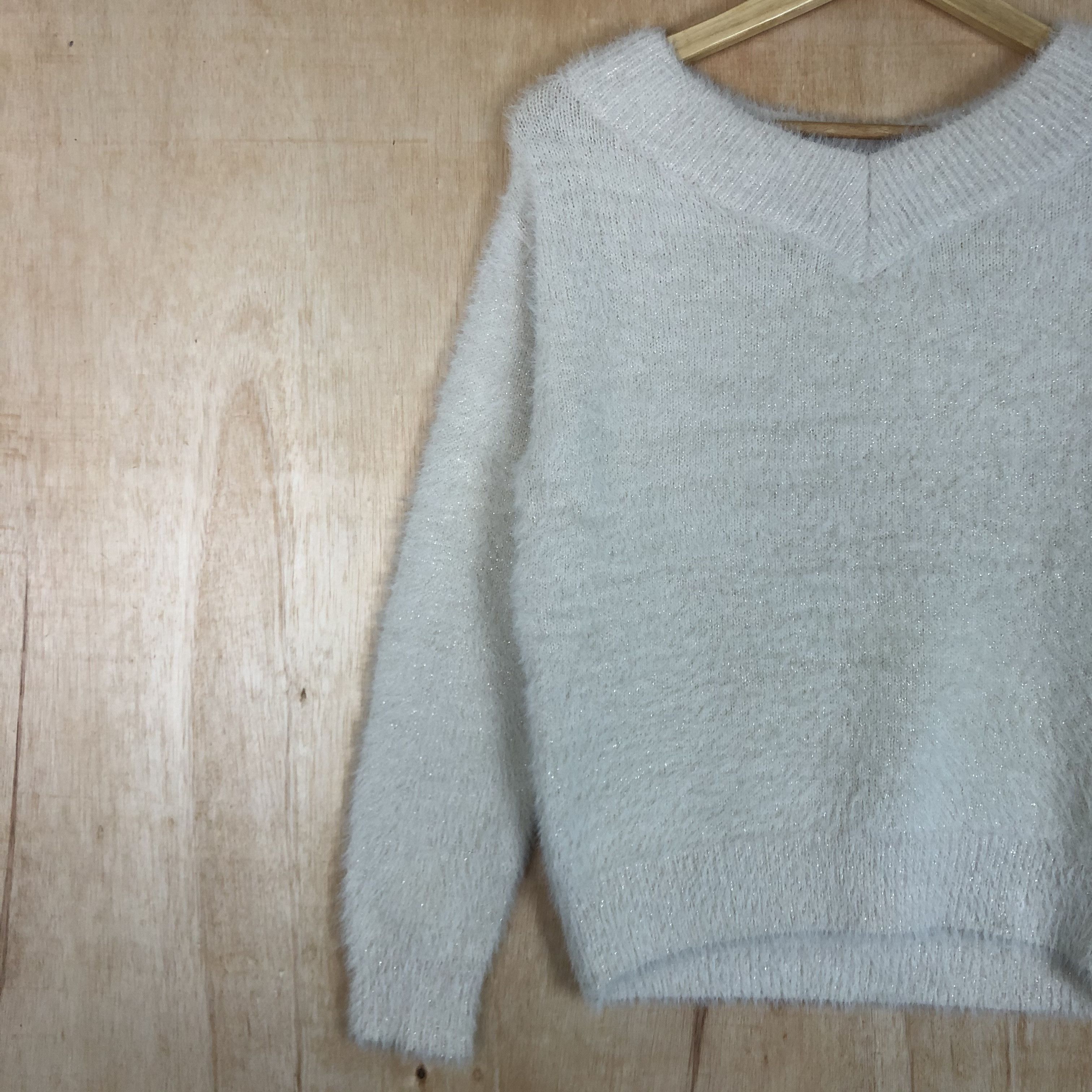 Homespun Knitwear × Japanese Brand DLL Majestic Legon White Mohair shaggy fur Knitwear #c049 Size M / US 6-8 / IT 42-44 - 3 Thumbnail