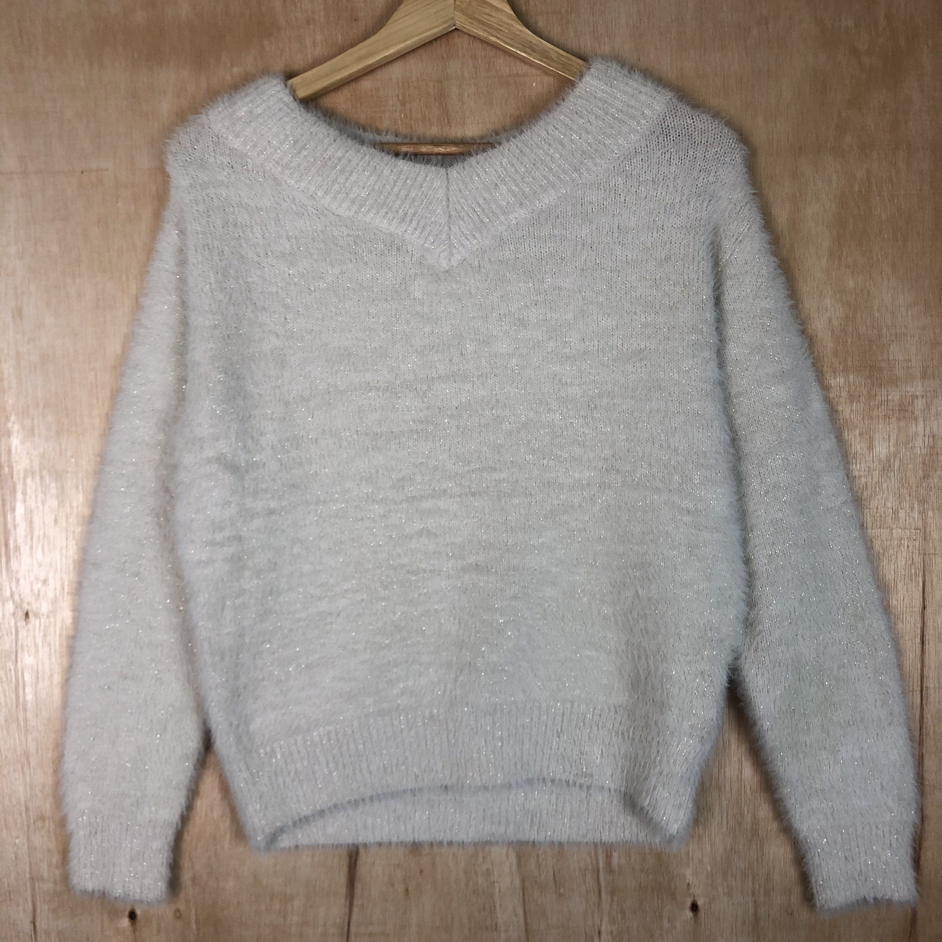 Homespun Knitwear × Japanese Brand DLL Majestic Legon White Mohair shaggy fur Knitwear #c049 Size M / US 6-8 / IT 42-44 - 5 Thumbnail