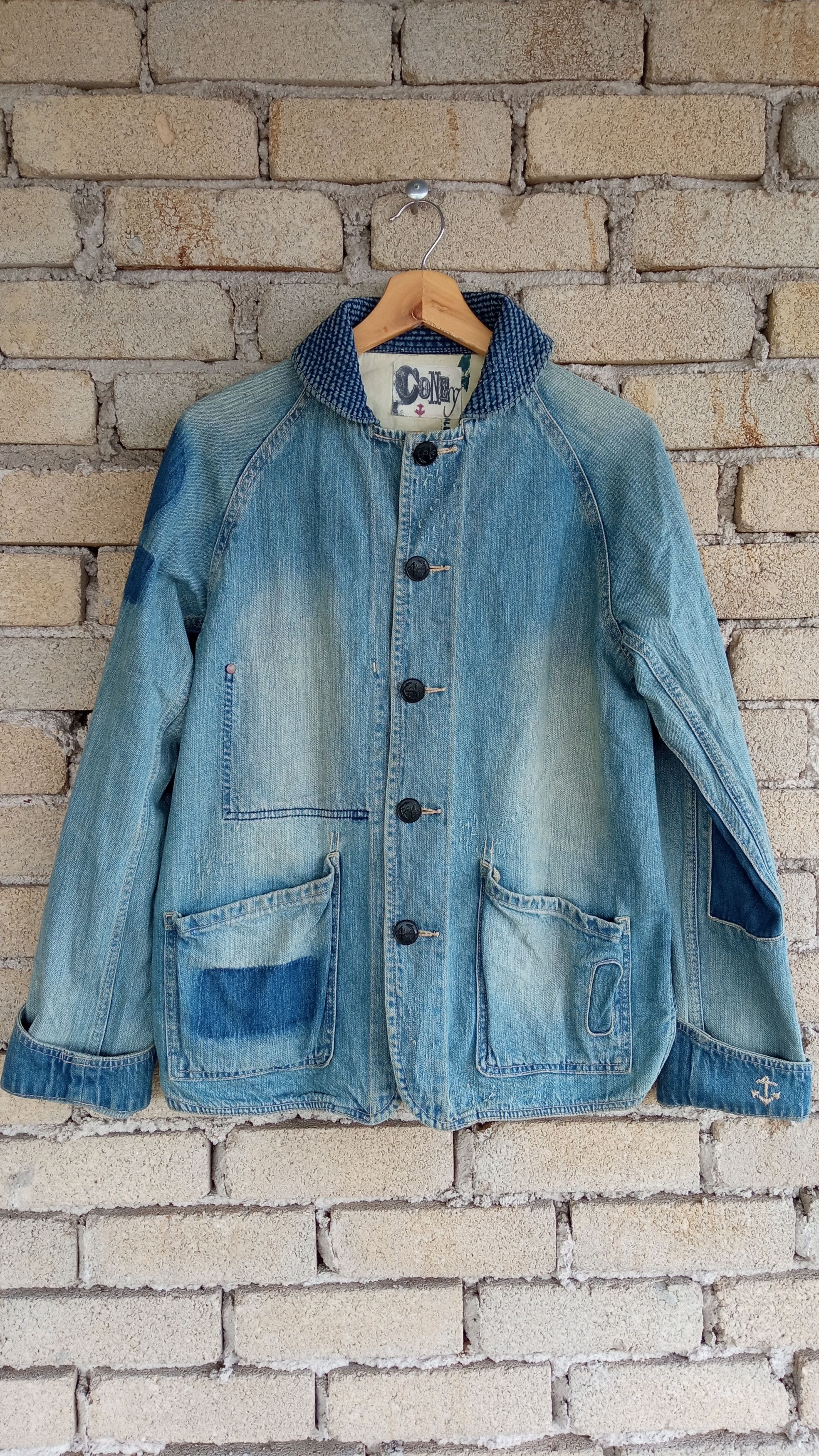Japanese Brand × Vintage 🔥🔥Vtg Coney Patchwork USN Shawl Collar Denim Jacket Size US M / EU 48-50 / 2 - 4 Thumbnail