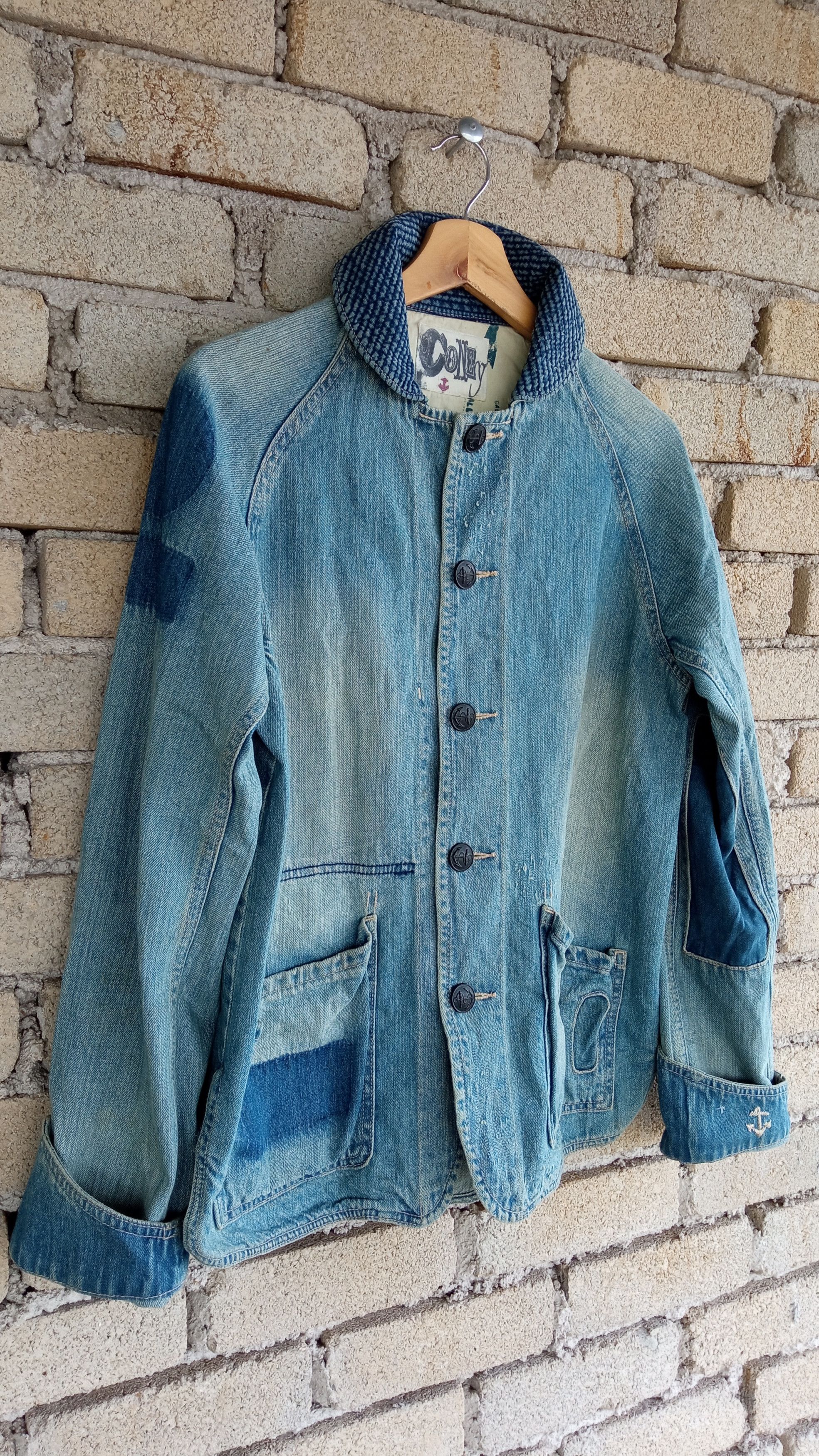 Japanese Brand × Vintage 🔥🔥Vtg Coney Patchwork USN Shawl Collar Denim Jacket Size US M / EU 48-50 / 2 - 2 Thumbnail