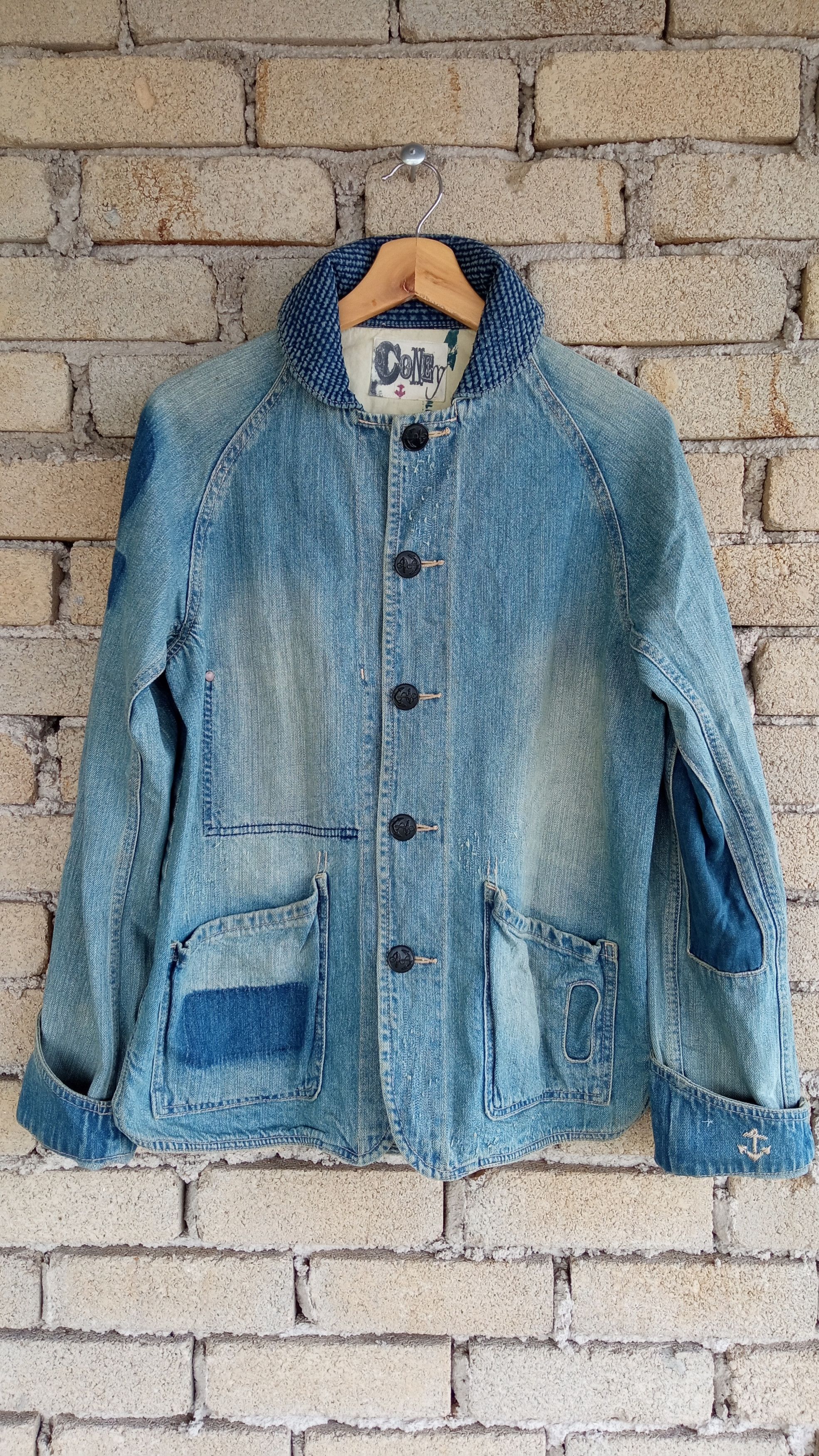 Japanese Brand × Vintage 🔥🔥Vtg Coney Patchwork USN Shawl Collar Denim Jacket Size US M / EU 48-50 / 2 - 1 Thumbnail
