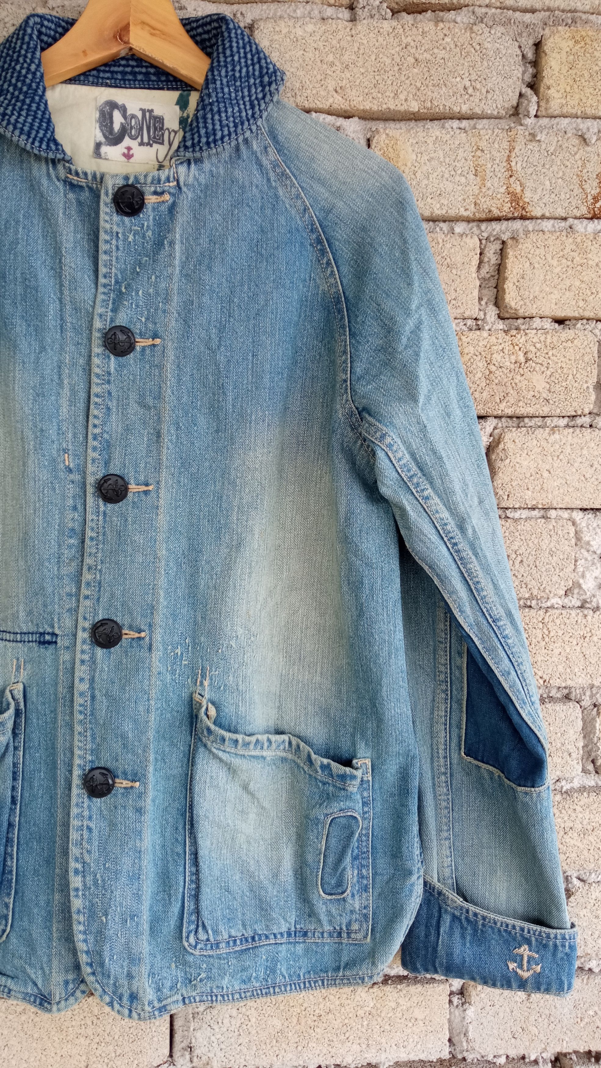 Japanese Brand × Vintage 🔥🔥Vtg Coney Patchwork USN Shawl Collar Denim Jacket Size US M / EU 48-50 / 2 - 6 Thumbnail