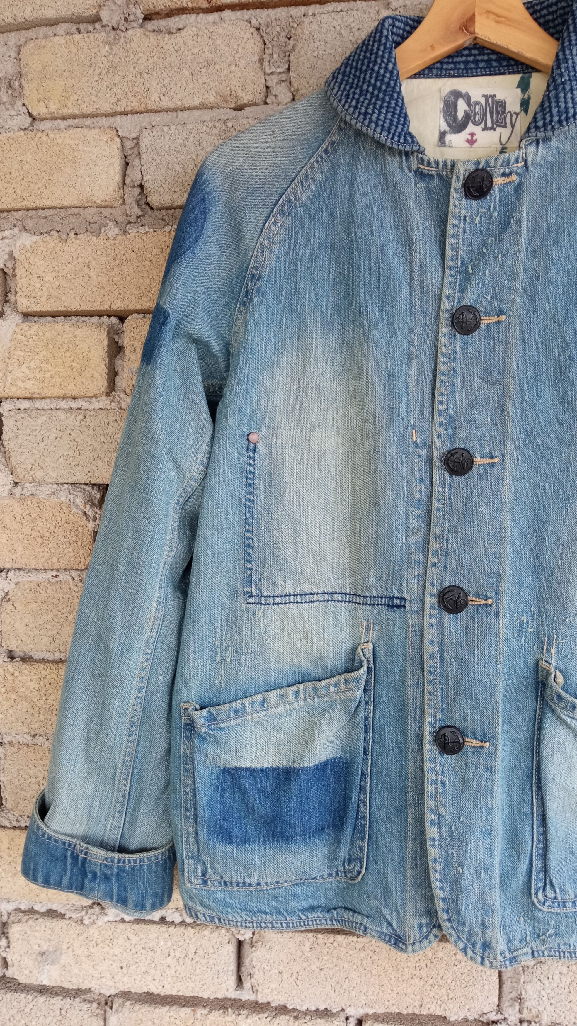 Japanese Brand × Vintage 🔥🔥Vtg Coney Patchwork USN Shawl Collar Denim Jacket Size US M / EU 48-50 / 2 - 5 Thumbnail